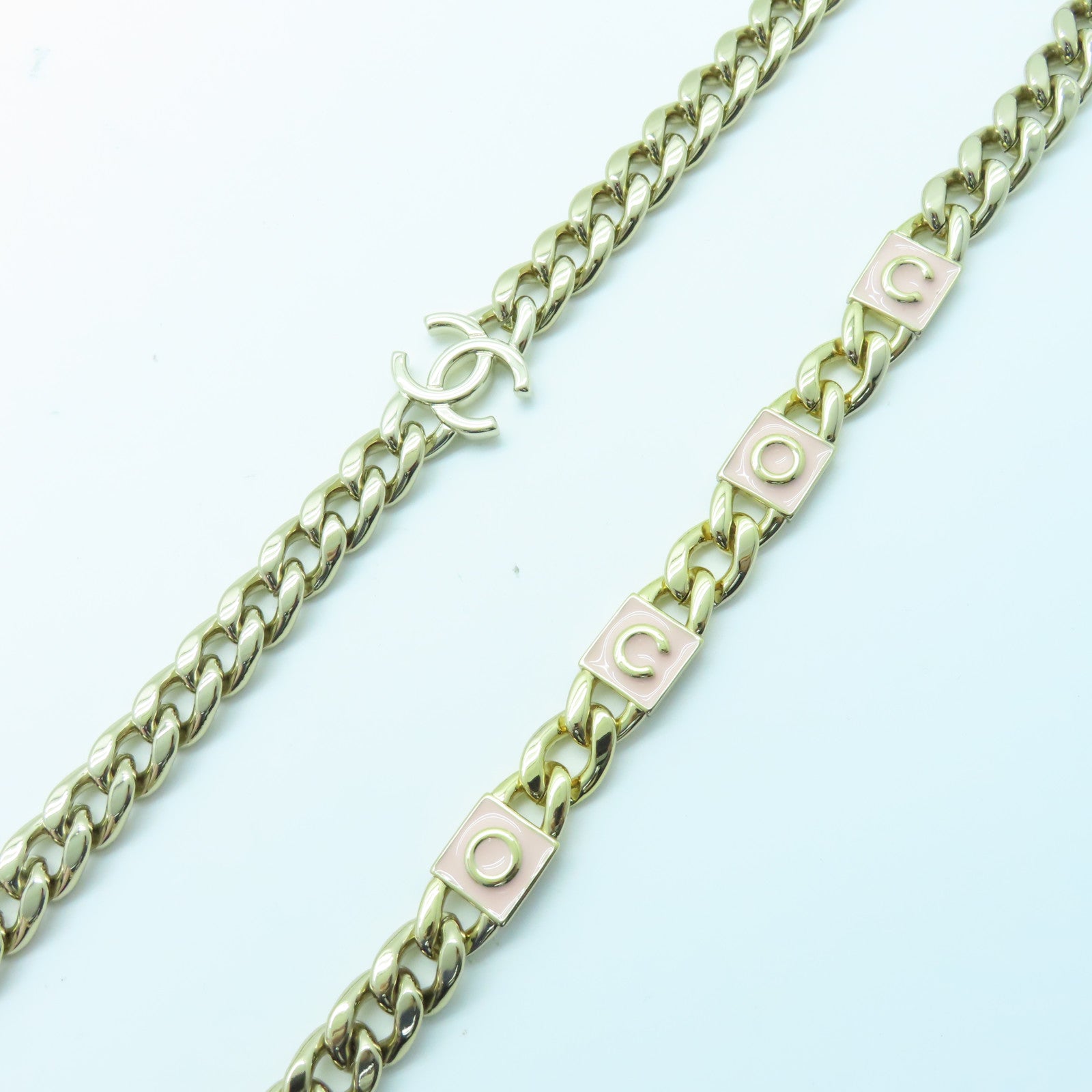 CHANEL 菱格羊皮皮革Chain Shoulder Bag金扣链带肩背袋粉红色