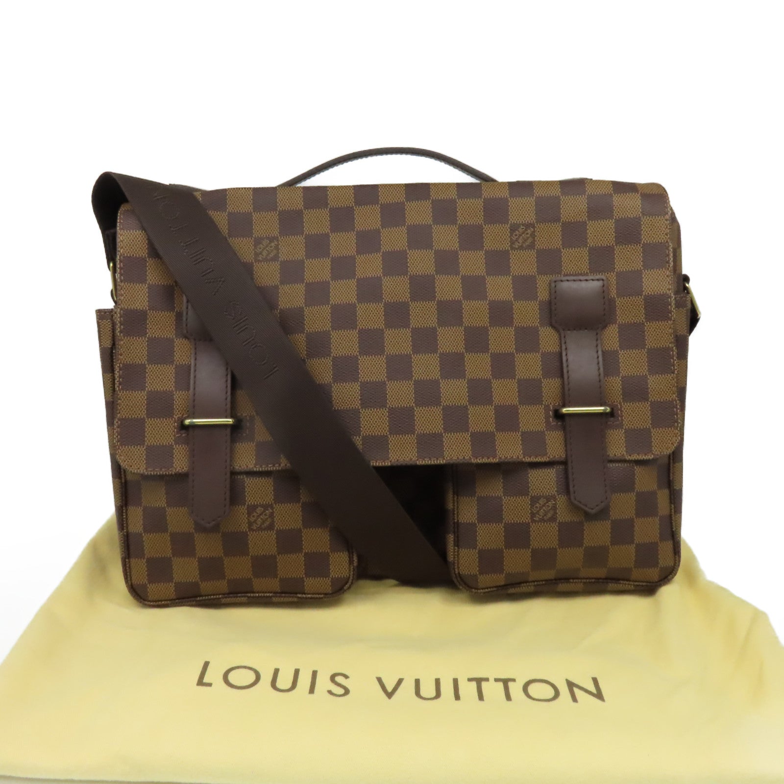 LOUIS VUITTON Damier Broadway 2Way Shoulder Bag金扣手挽肩背兩用袋啡色