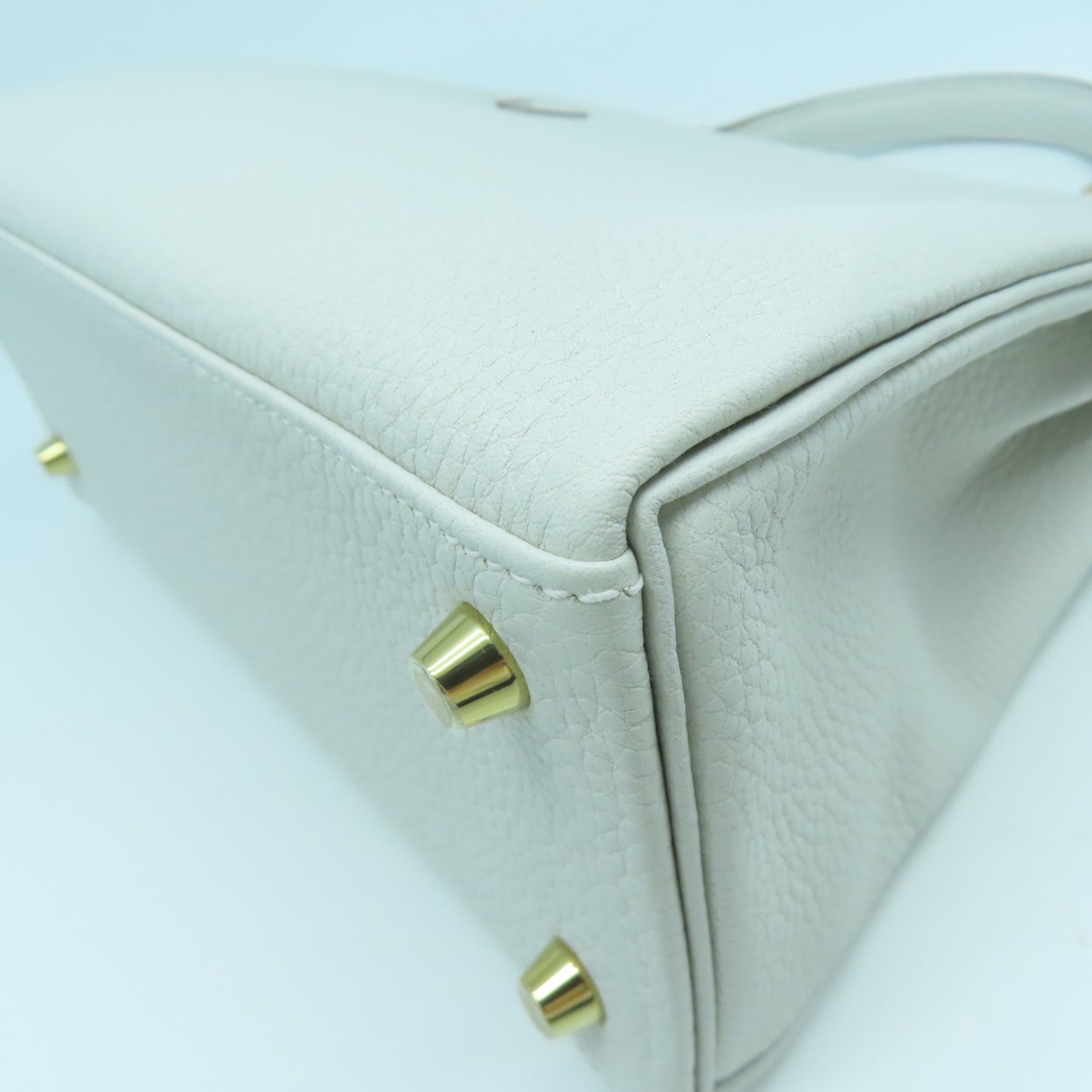 HERMES Togo皮革Kelly 25金扣手挽肩背兩用袋淺灰色