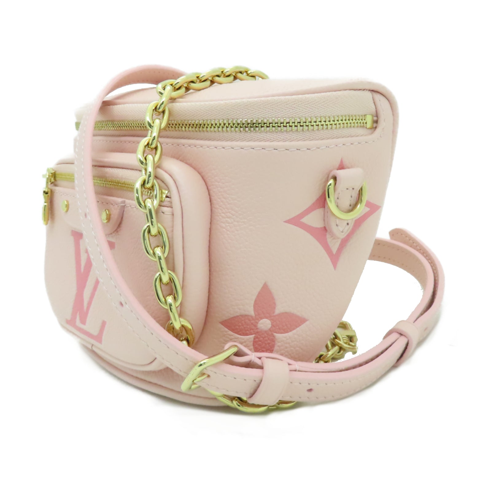 LOUIS VUITTON Monogram Empreinte Mini Bumbag金扣腰包粉紅色