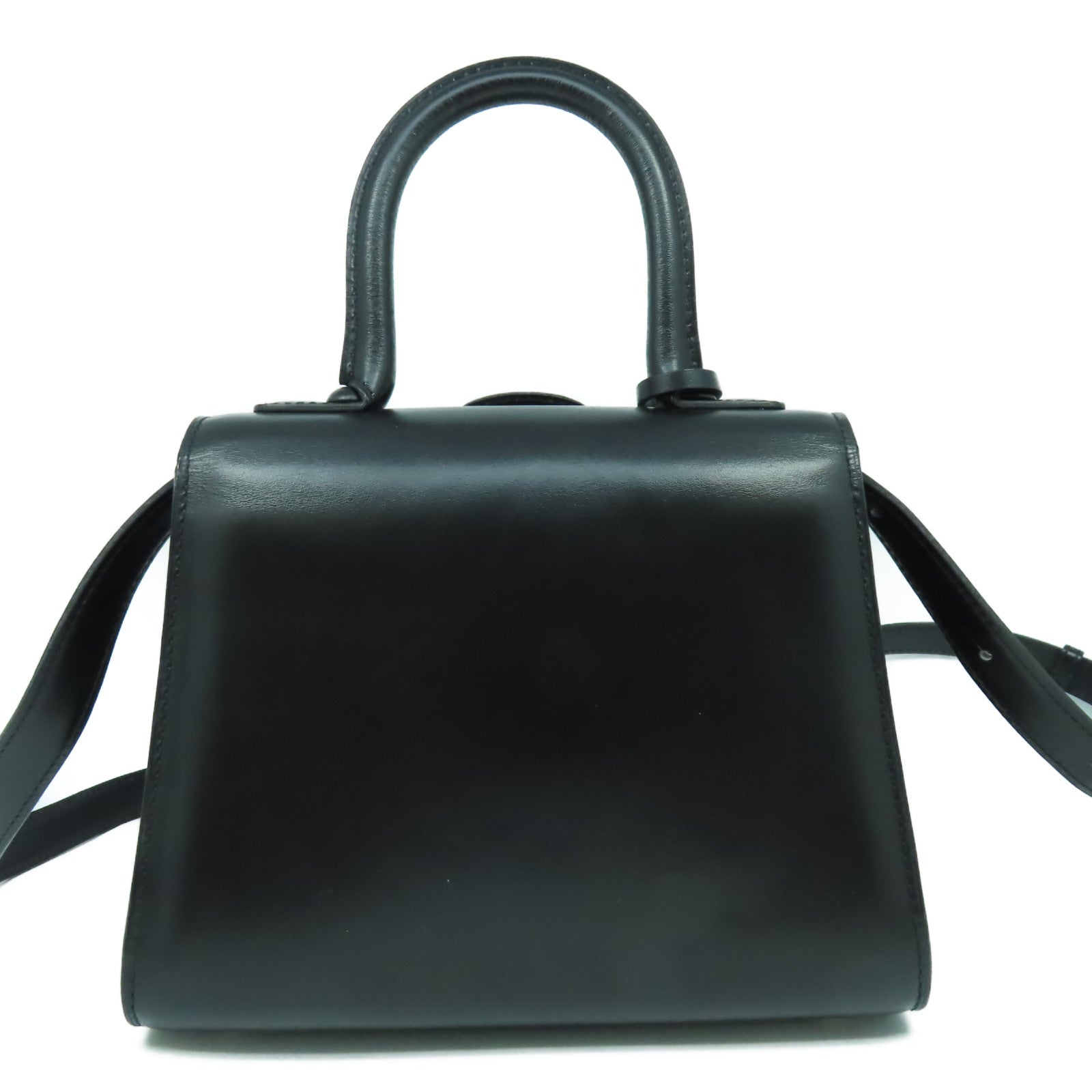 SELECTION 牛皮皮革Delvaux Mini Brillant銀扣手挽肩背兩用袋黑色