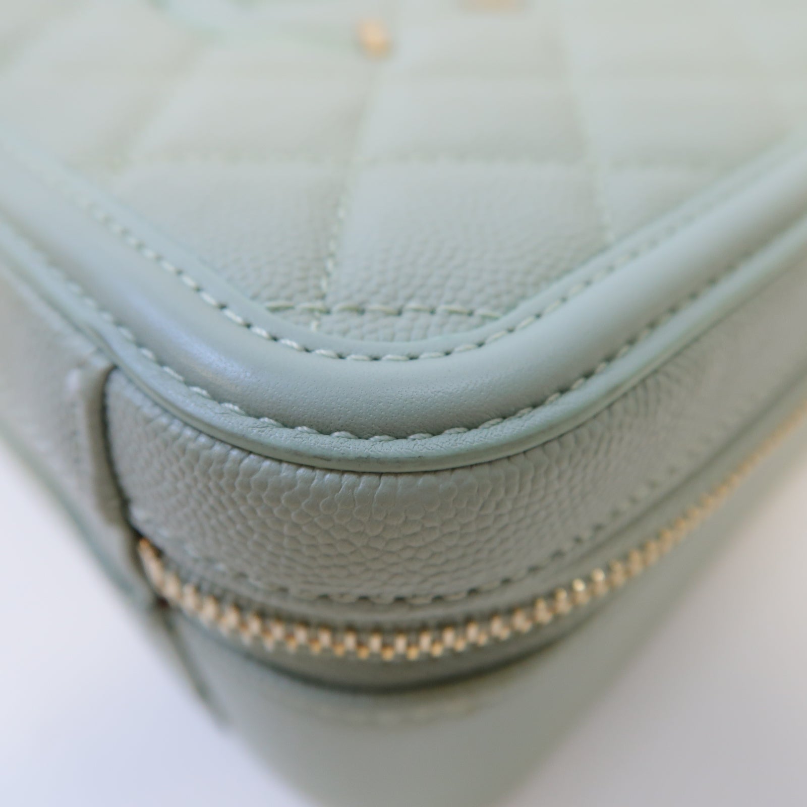 CHANEL 菱格牛皮皮革Shoulder Bag金扣鏈帶肩背袋綠色