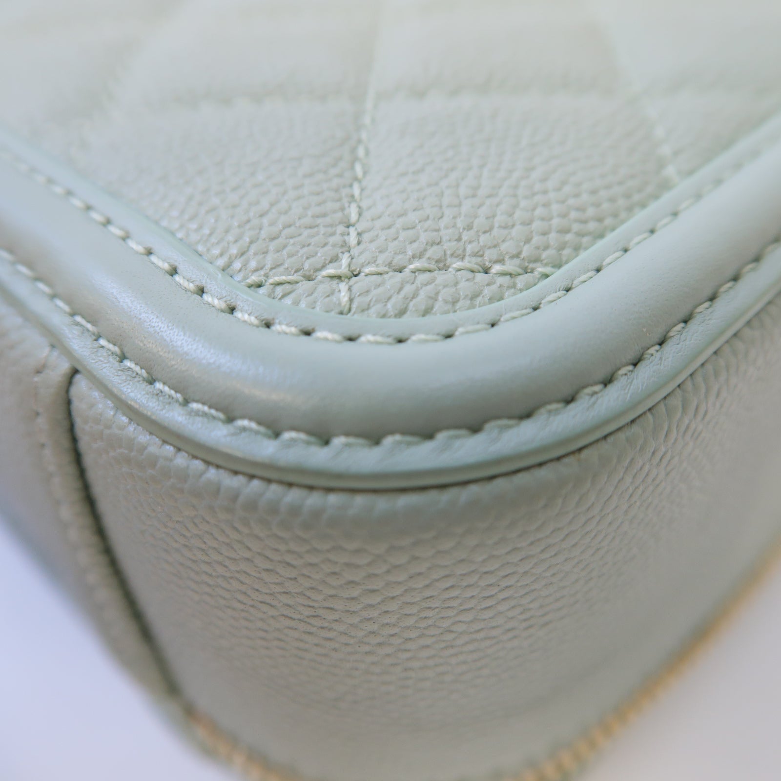 CHANEL 菱格牛皮皮革Shoulder Bag金扣鏈帶肩背袋綠色
