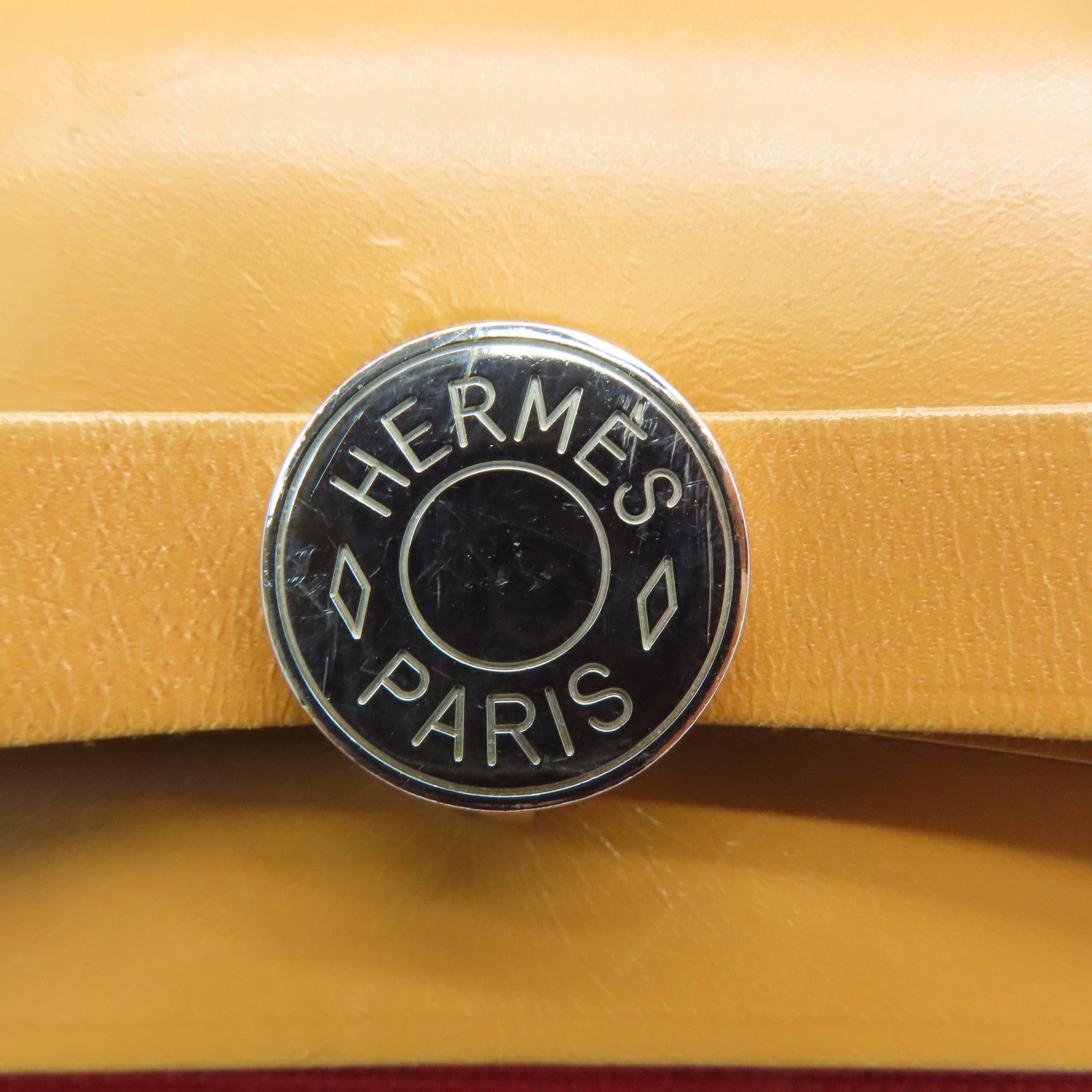 HERMES Canvas Herbag PM 2 Way Shoulder Bag Silver Buckle Handle Shoulder Bag Orange 9T/37