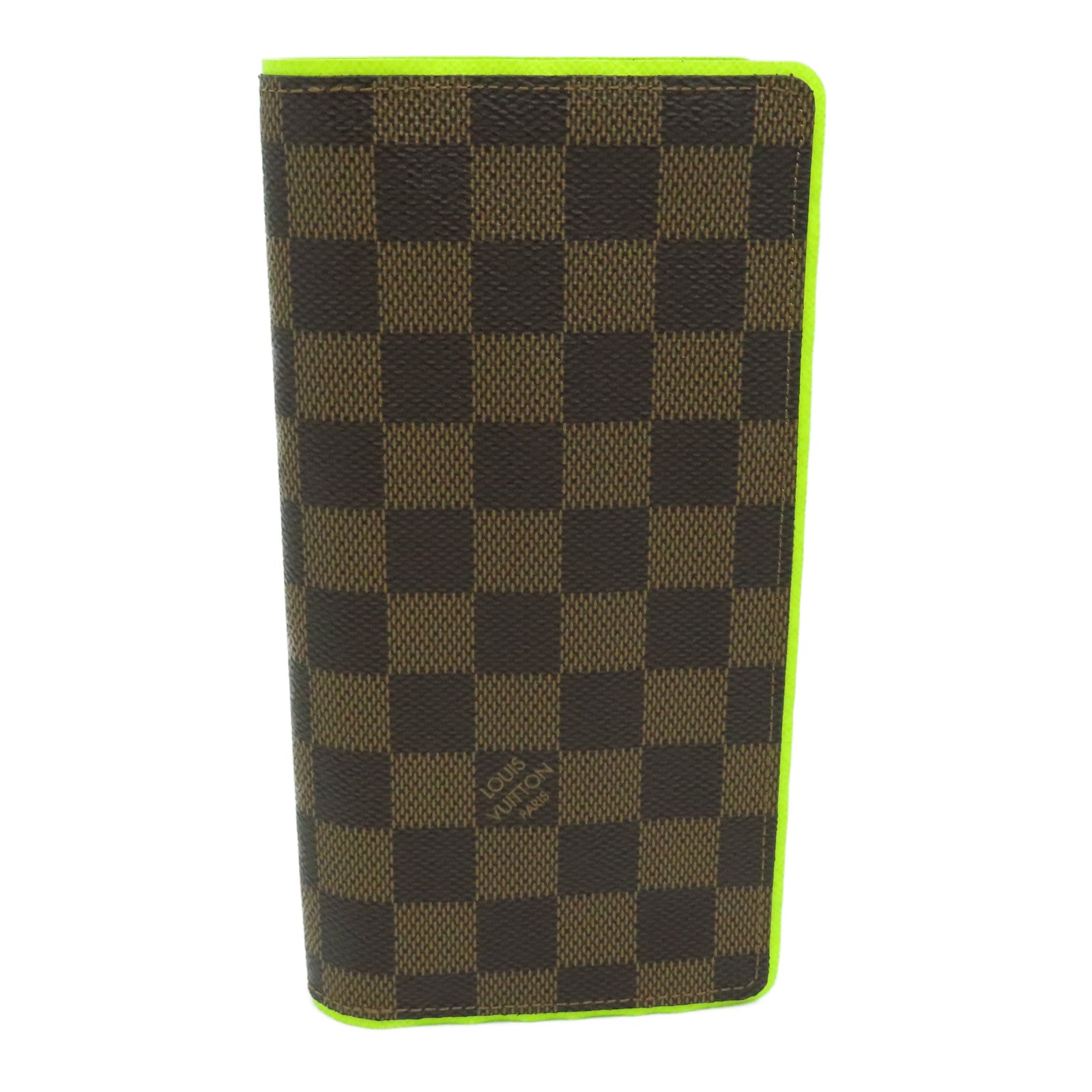 LOUIS VUITTON Damier Portefeuille Brazza Bifold银扣长钱包黄色/啡色