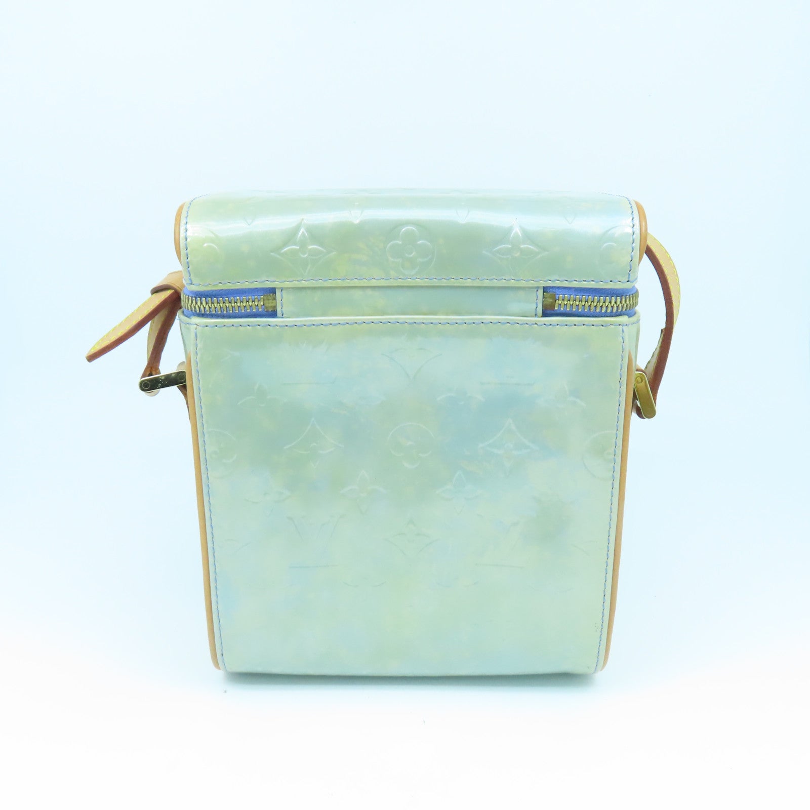 LOUIS VUITTON Vernis Sullivan Vertical金扣肩背袋綠色/米色