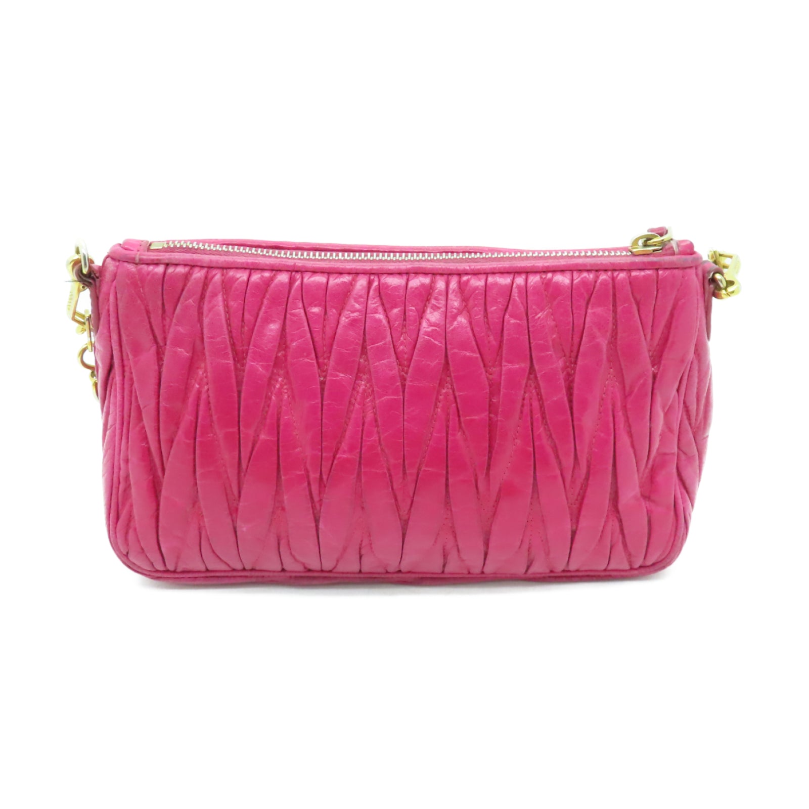 Miu Miu 牛皮皮革Shoulder Bag金扣肩背袋粉紅色