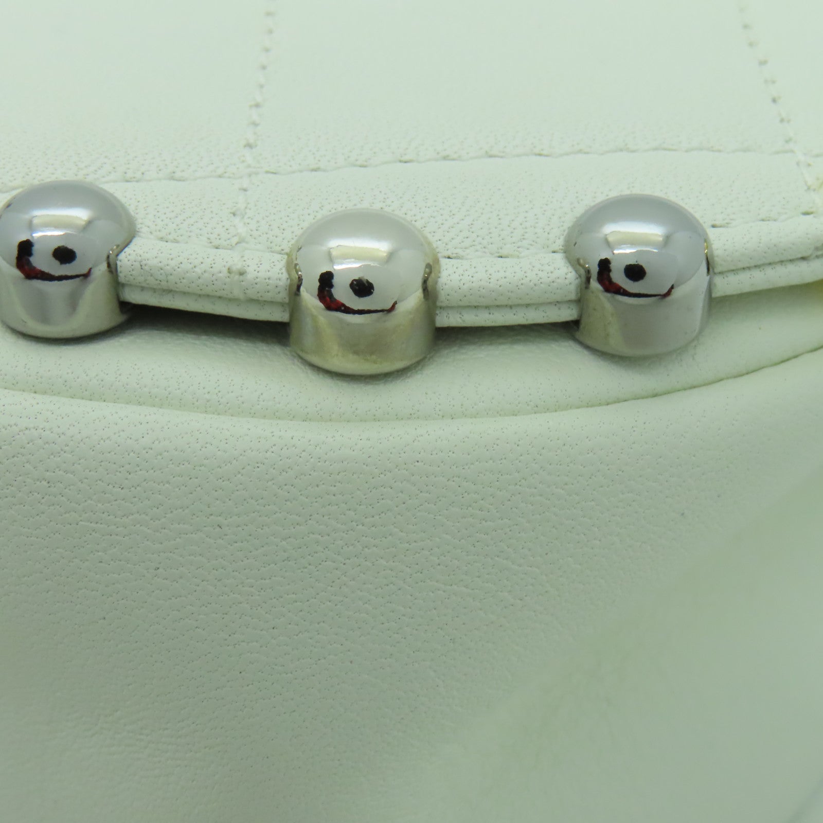 CHANEL 菱格牛皮皮革Bubble Flap Bag金扣/銀扣鏈帶肩背袋白色