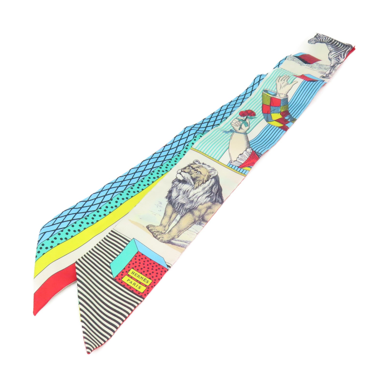 HERMES 【激減優惠】絲質Twilly Scarf絲巾白色/彩色
