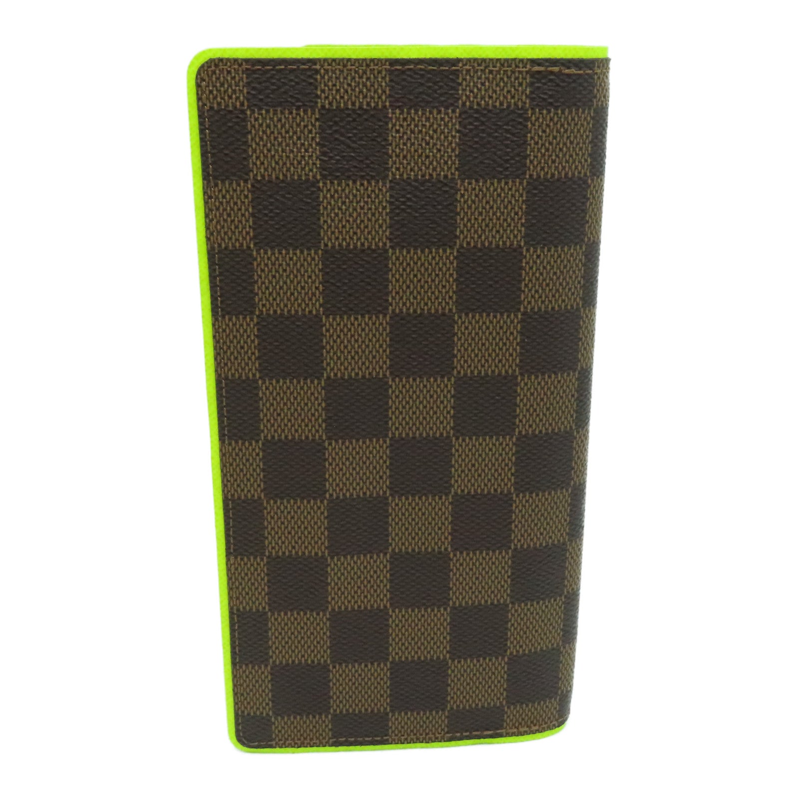 LOUIS VUITTON Damier Portefeuille Brazza Bifold银扣长钱包黄色/啡色