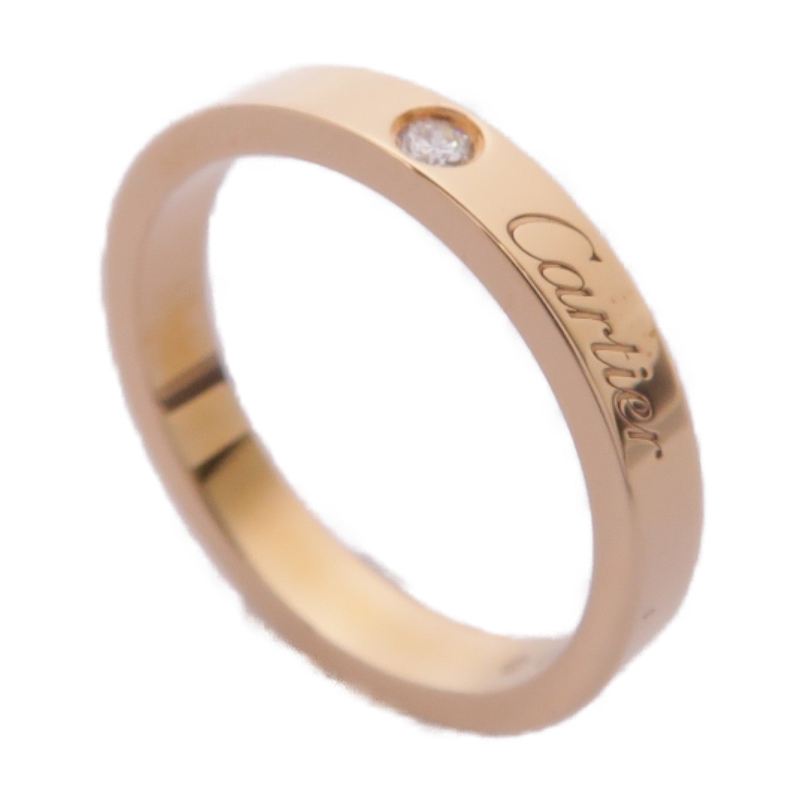 CARTIER 18K玫瑰金C De Ring鑽石戒指Cartier#52/US#6