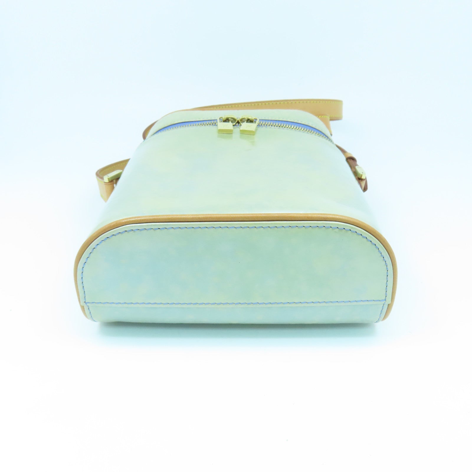 LOUIS VUITTON Vernis Sullivan Vertical金扣肩背袋綠色/米色