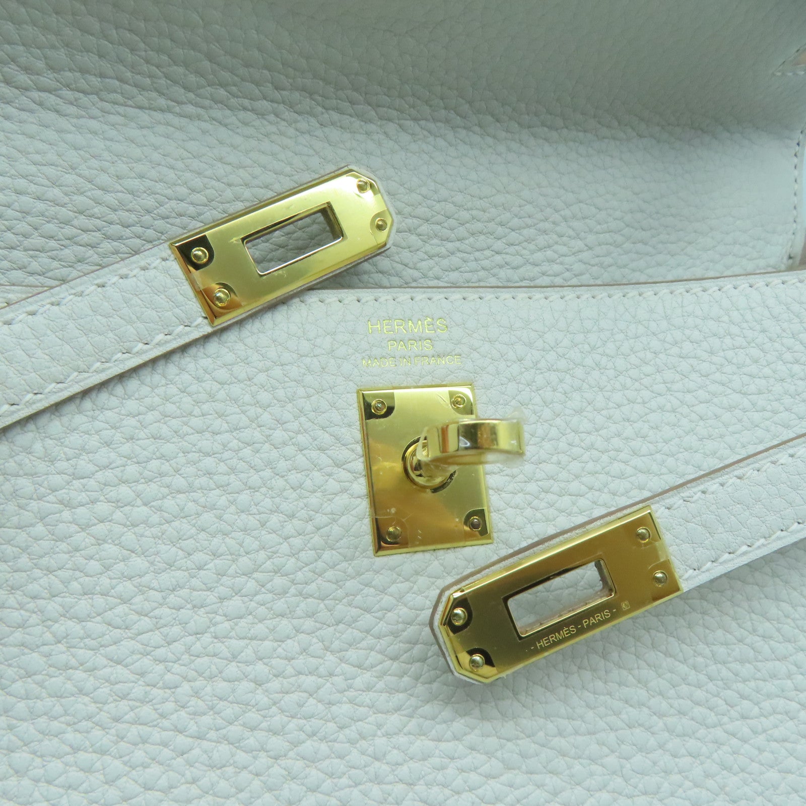 HERMES Togo皮革Kelly 25金扣手挽肩背兩用袋淺灰色