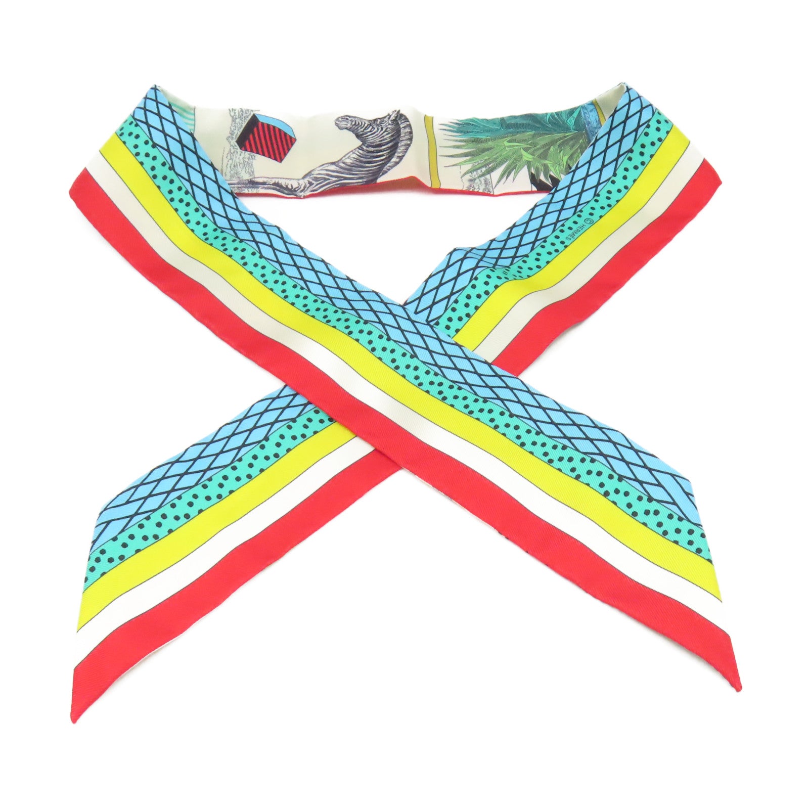 HERMES 【激減優惠】絲質Twilly Scarf絲巾白色/彩色