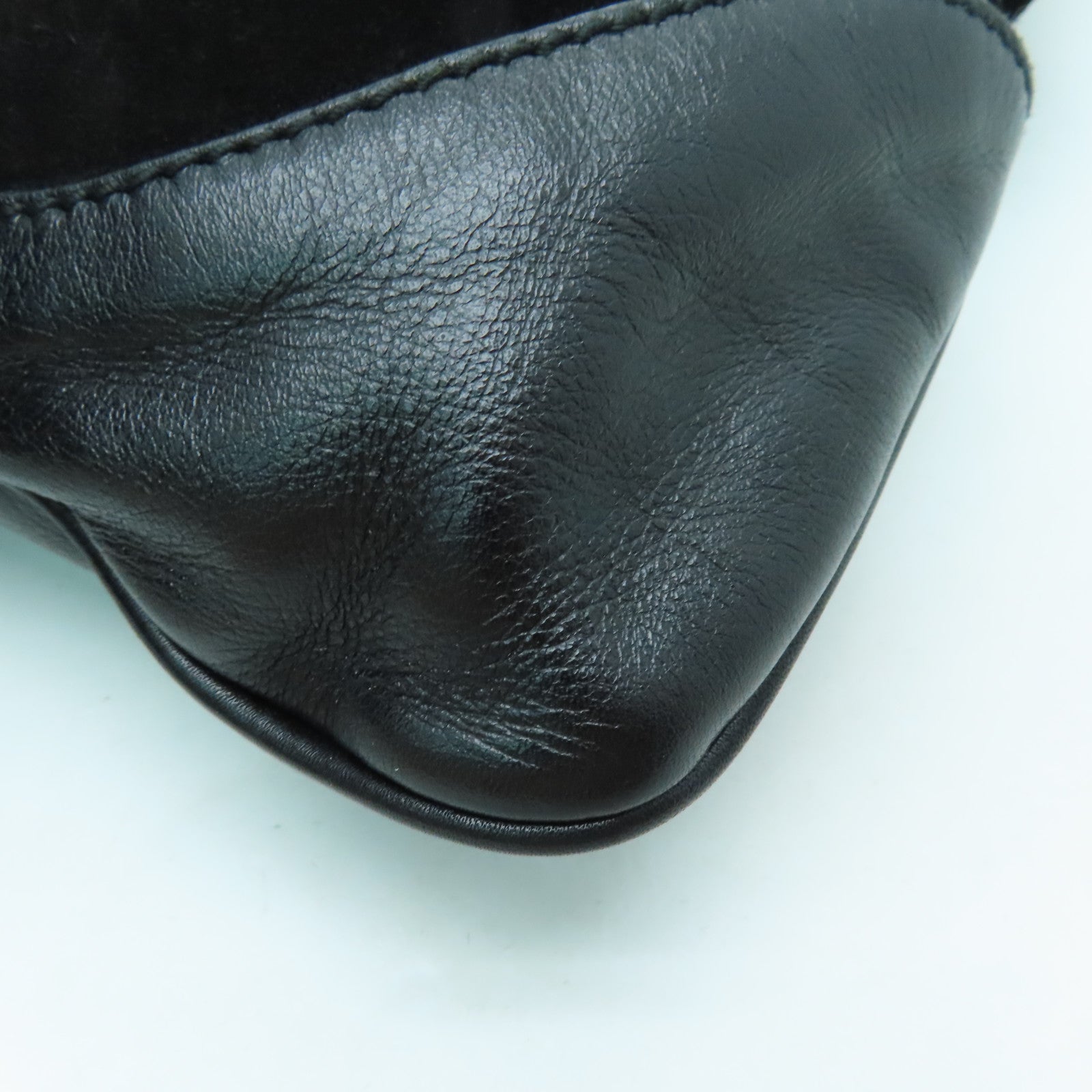 GUCCI suede leather Shoulder Bag gold buckle shoulder bag black