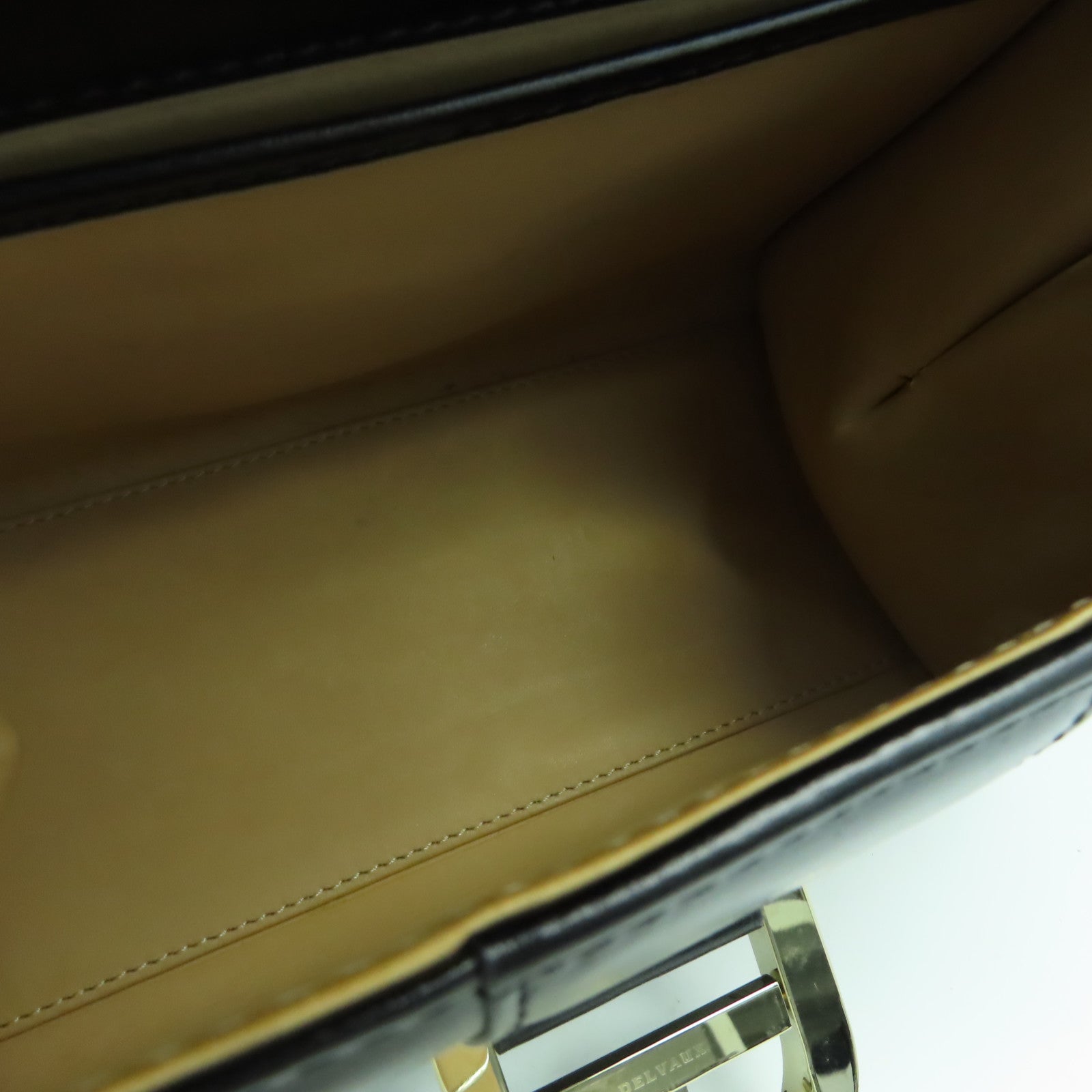 SELECTION 牛皮皮革Delvaux Mini Brillant銀扣手挽肩背兩用袋黑色