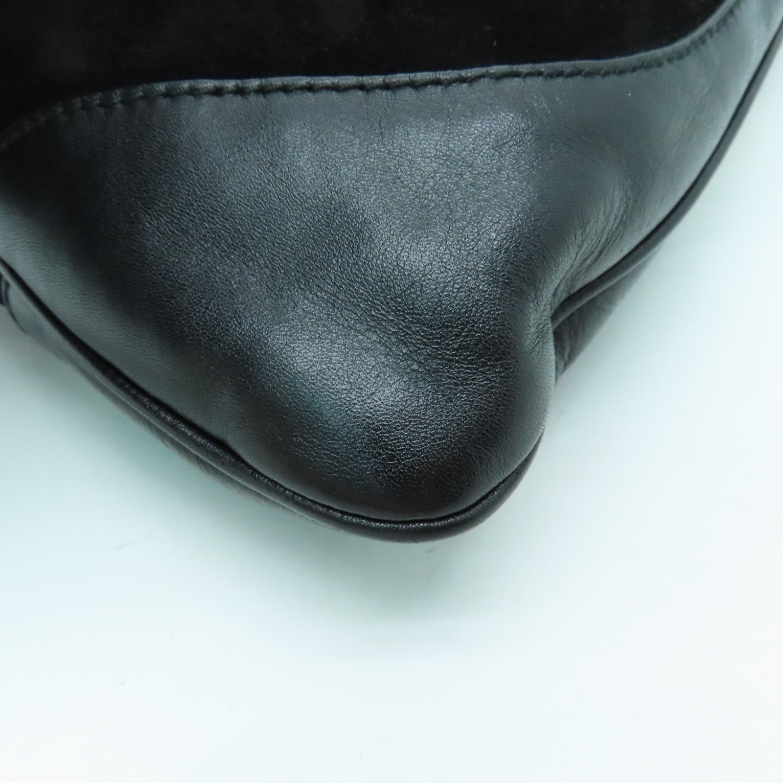 GUCCI suede leather Shoulder Bag gold buckle shoulder bag black