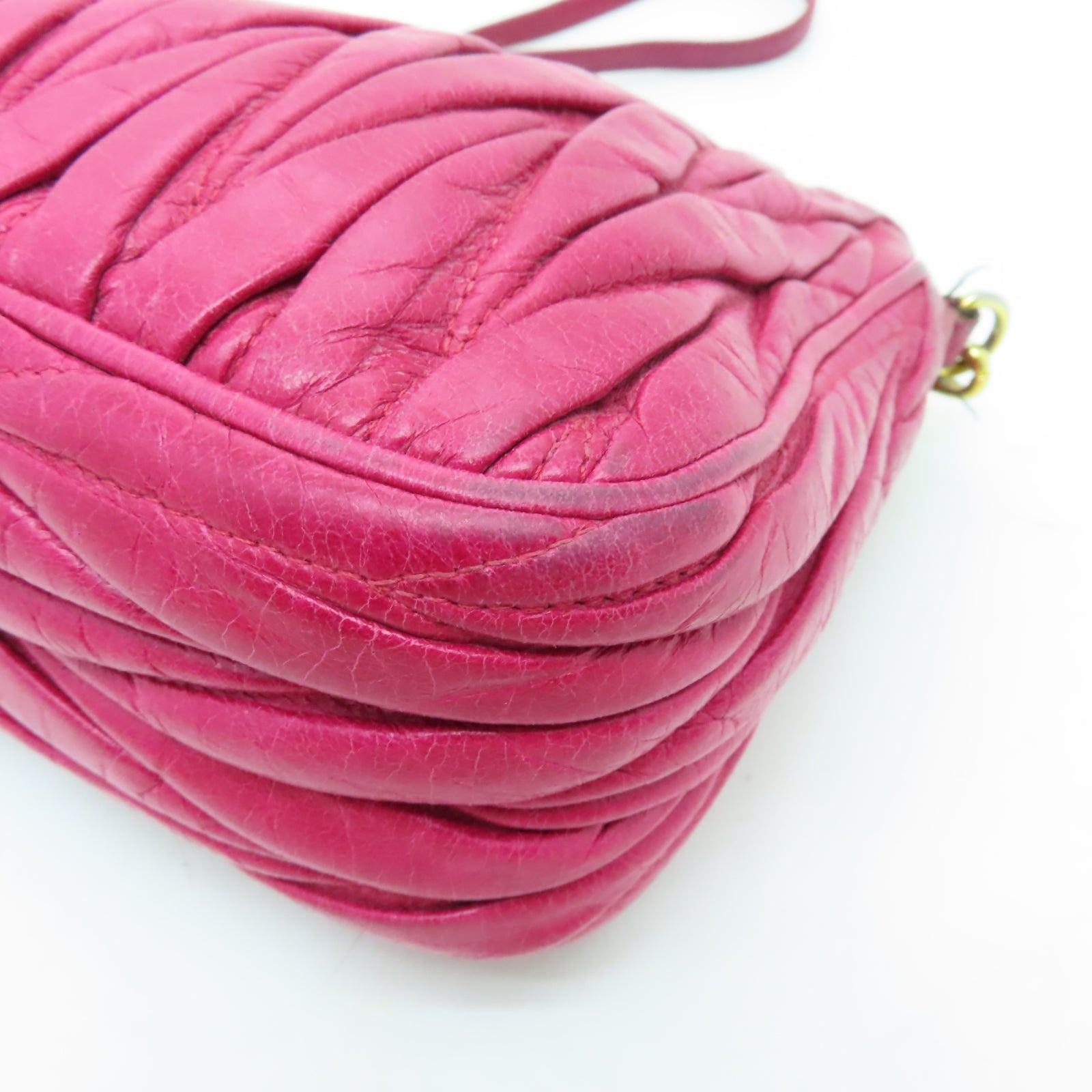 Miu Miu 牛皮皮革Shoulder Bag金扣肩背袋粉紅色