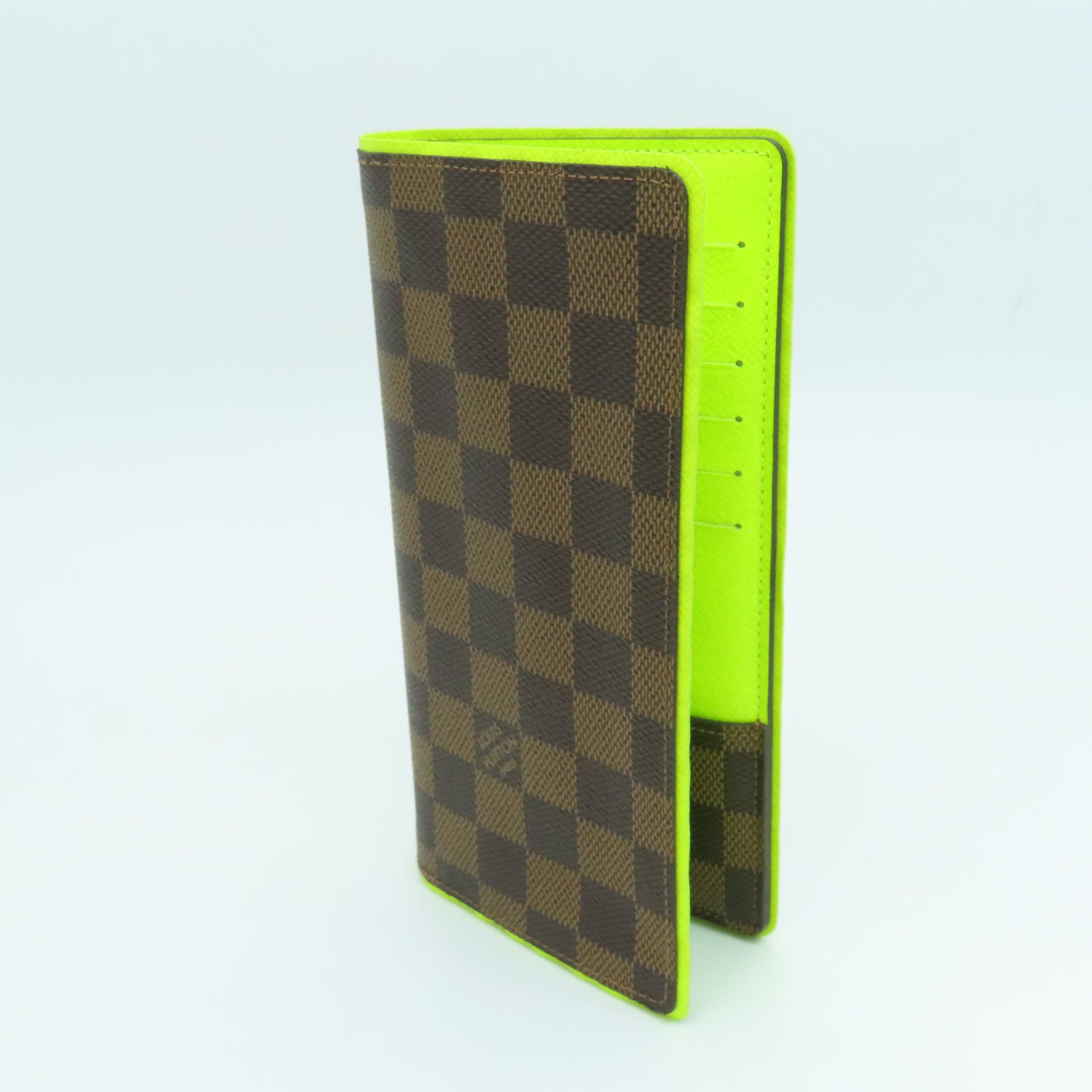 LOUIS VUITTON Damier Portefeuille Brazza Bifold银扣长钱包黄色/啡色