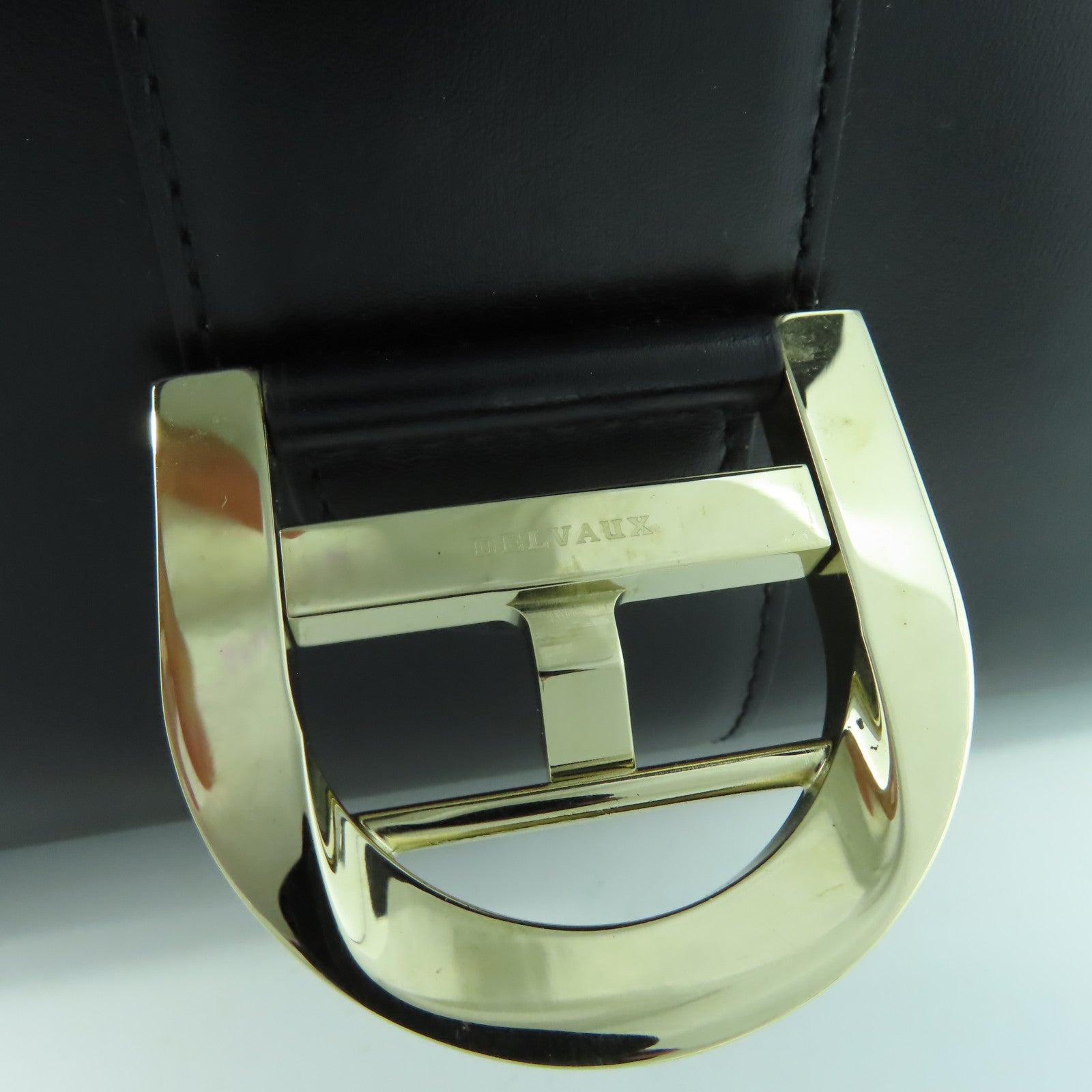 SELECTION 牛皮皮革Delvaux Mini Brillant銀扣手挽肩背兩用袋黑色