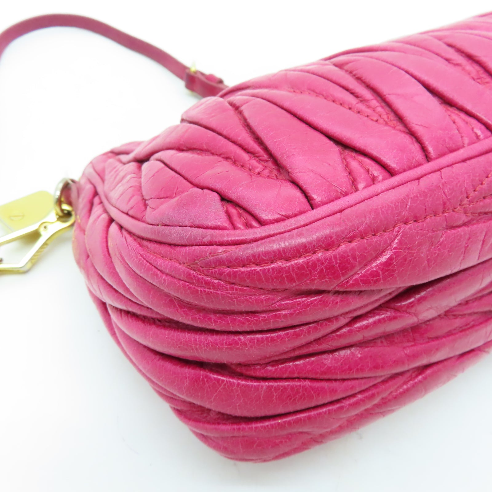 Miu Miu 牛皮皮革Shoulder Bag金扣肩背袋粉紅色