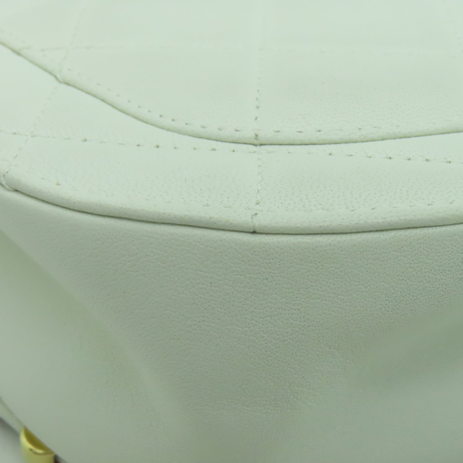 CHANEL 菱格牛皮皮革Bubble Flap Bag金扣/銀扣鏈帶肩背袋白色