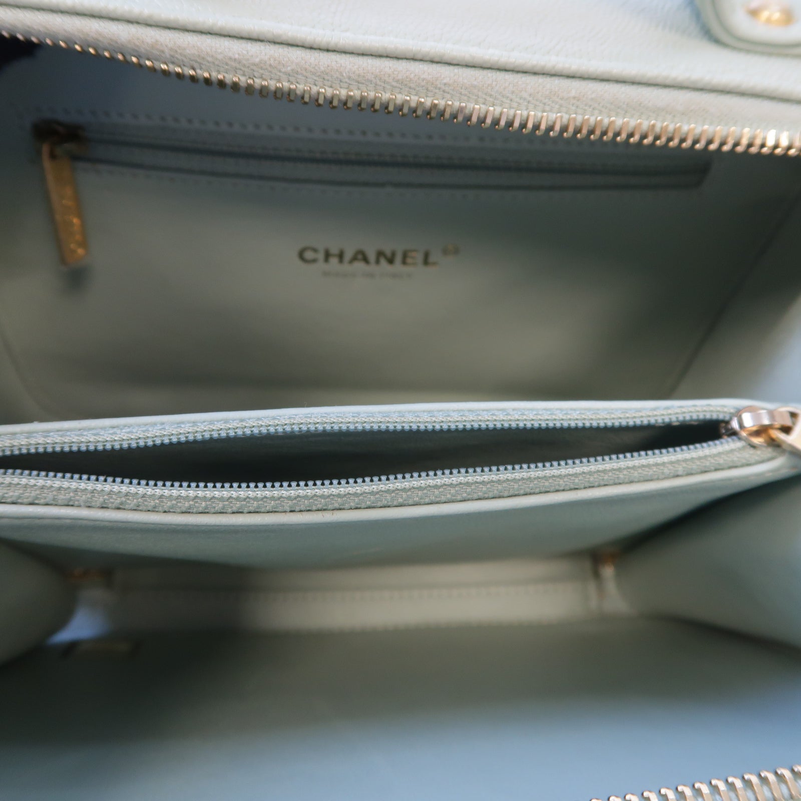 CHANEL 菱格牛皮皮革Shoulder Bag金扣鏈帶肩背袋綠色