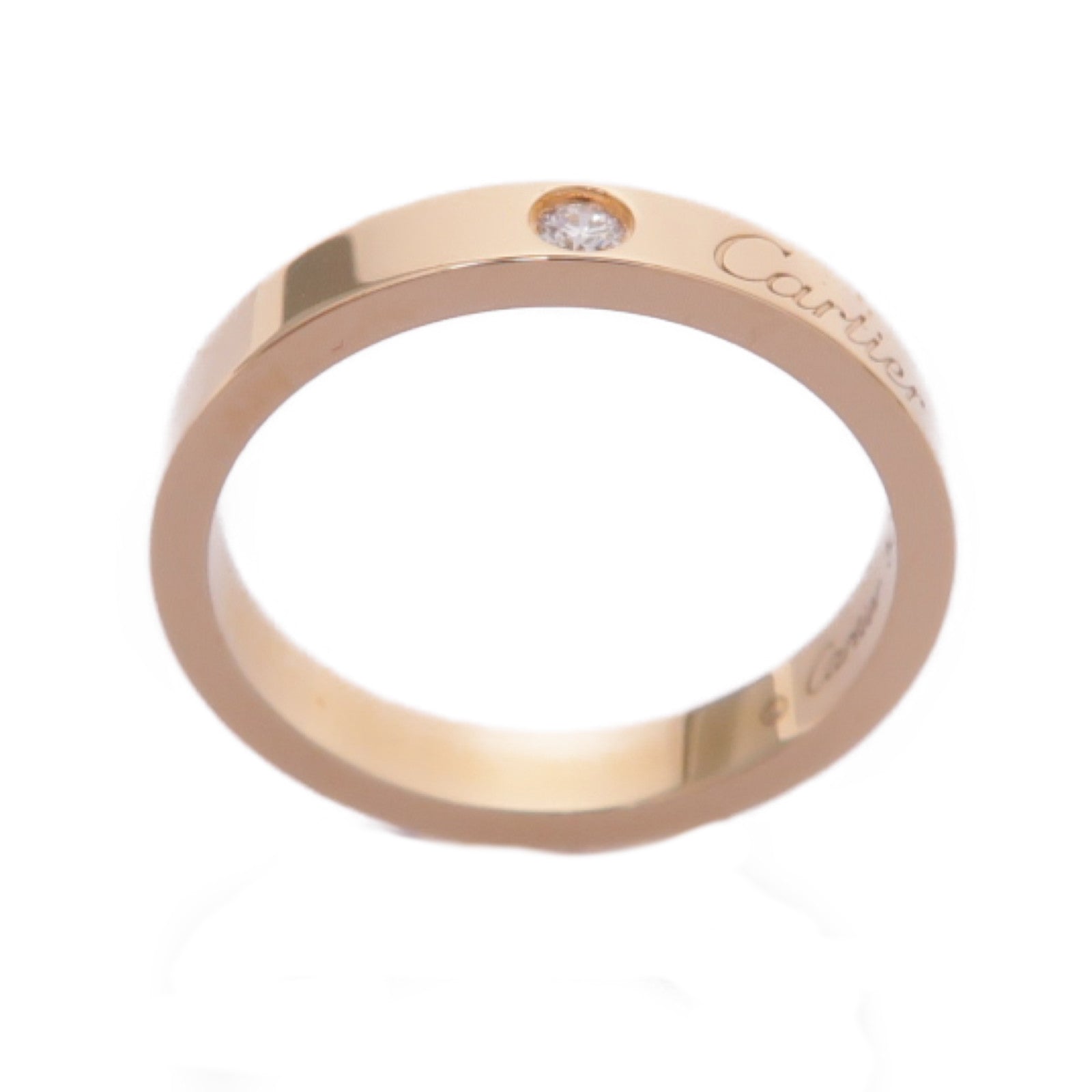 CARTIER 18K玫瑰金C De Ring鑽石戒指Cartier#52/US#6