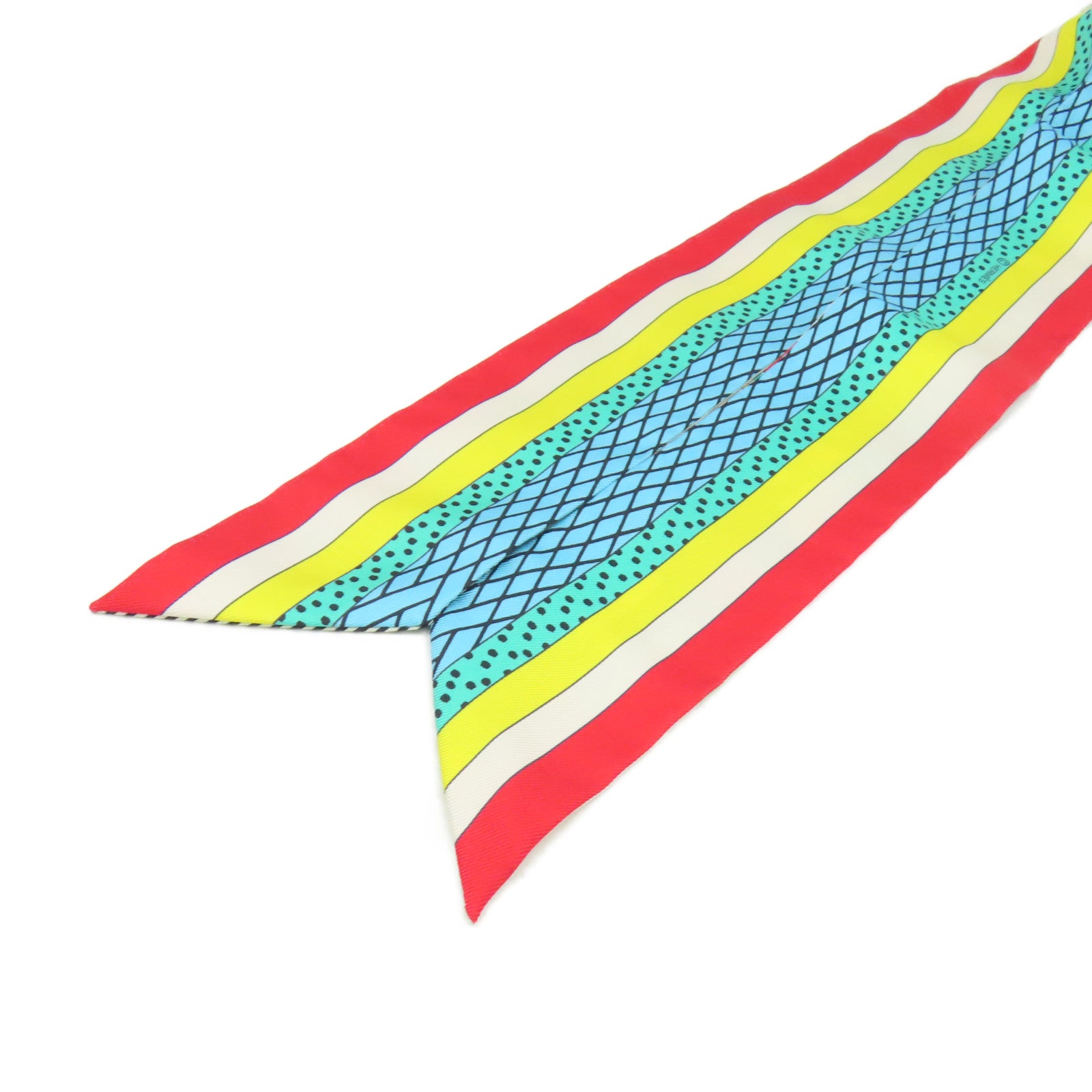 HERMES 【激減優惠】絲質Twilly Scarf絲巾白色/彩色