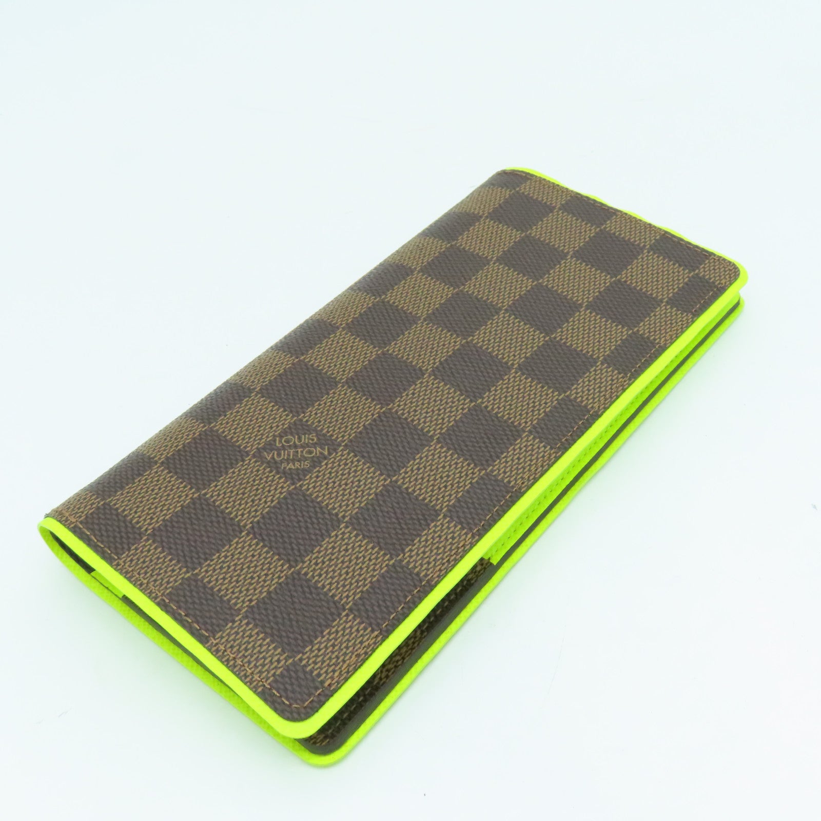 LOUIS VUITTON Damier Portefeuille Brazza Bifold银扣长钱包黄色/啡色