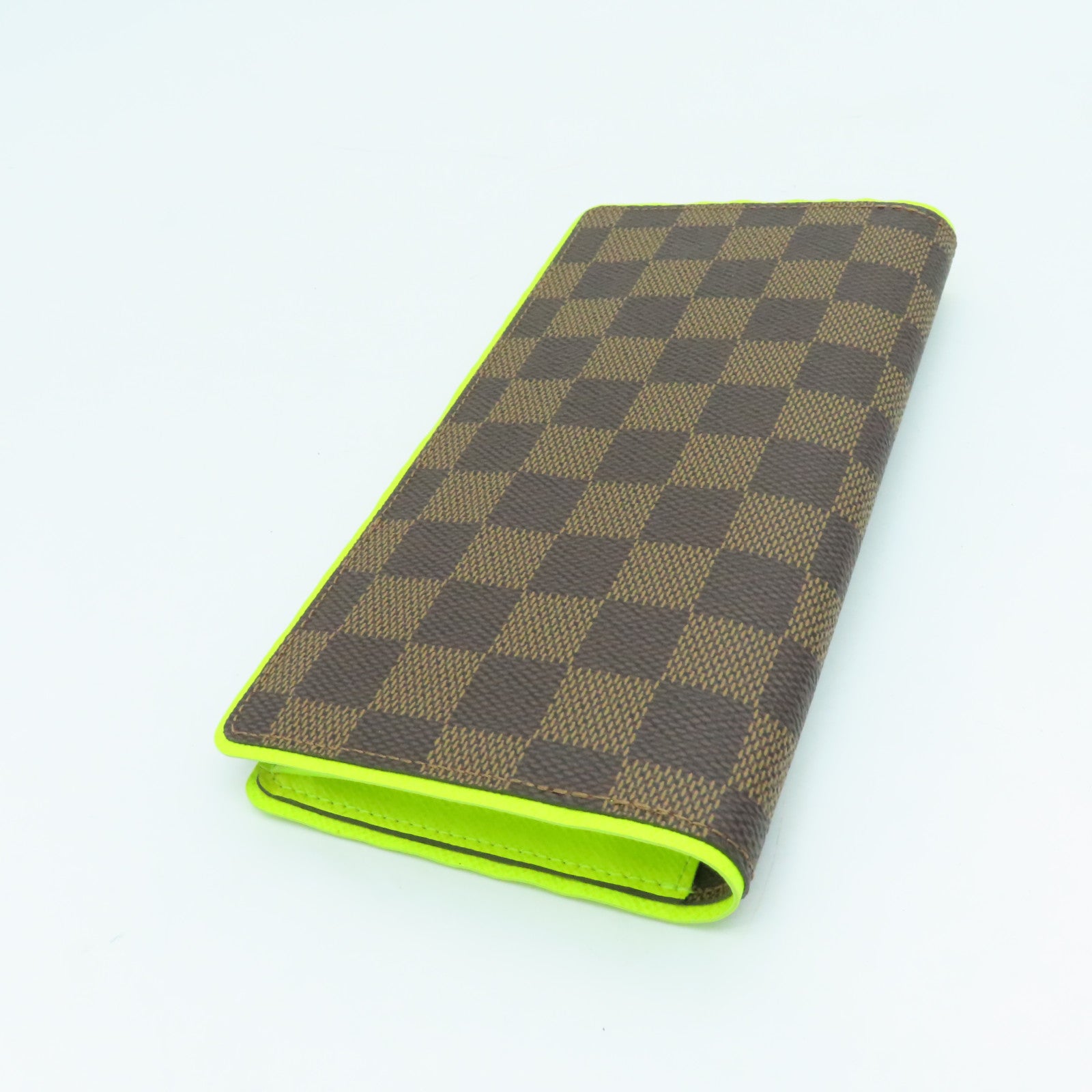 LOUIS VUITTON Damier Portefeuille Brazza Bifold银扣长钱包黄色/啡色