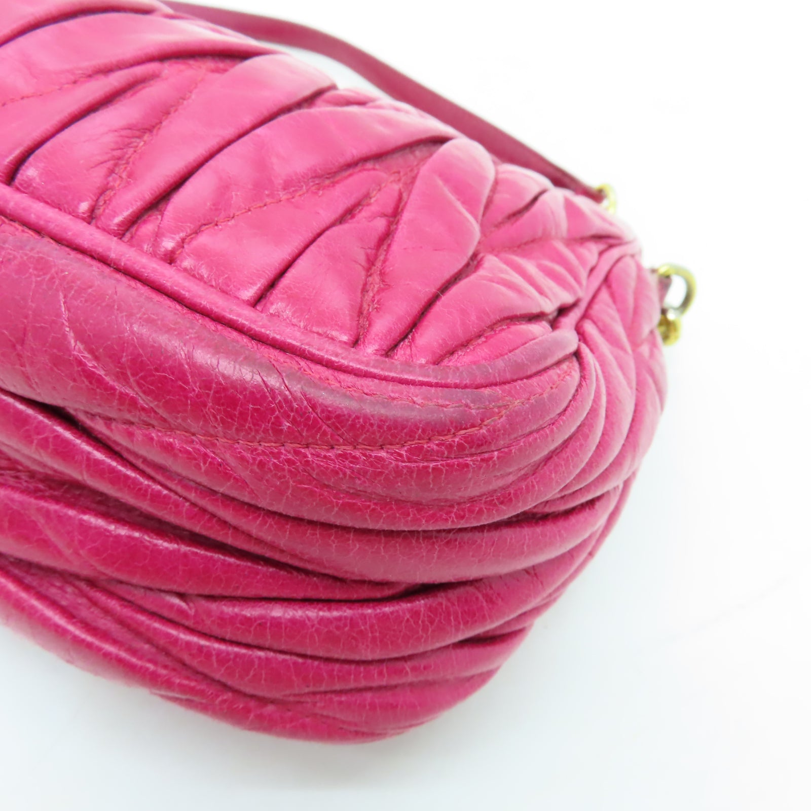 Miu Miu 牛皮皮革Shoulder Bag金扣肩背袋粉紅色