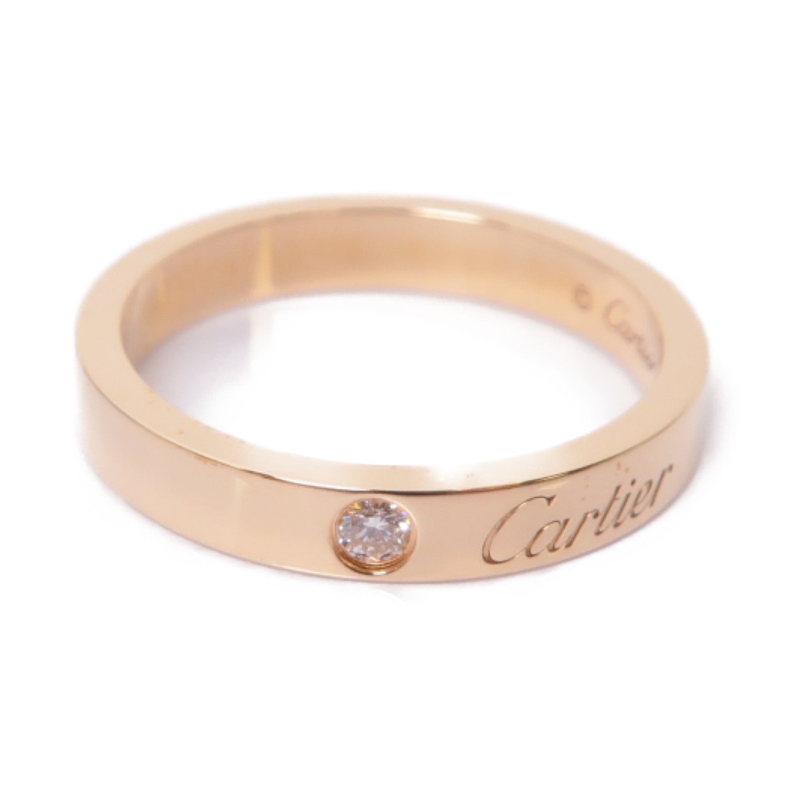 CARTIER 18K玫瑰金C De Ring鑽石戒指Cartier#52/US#6