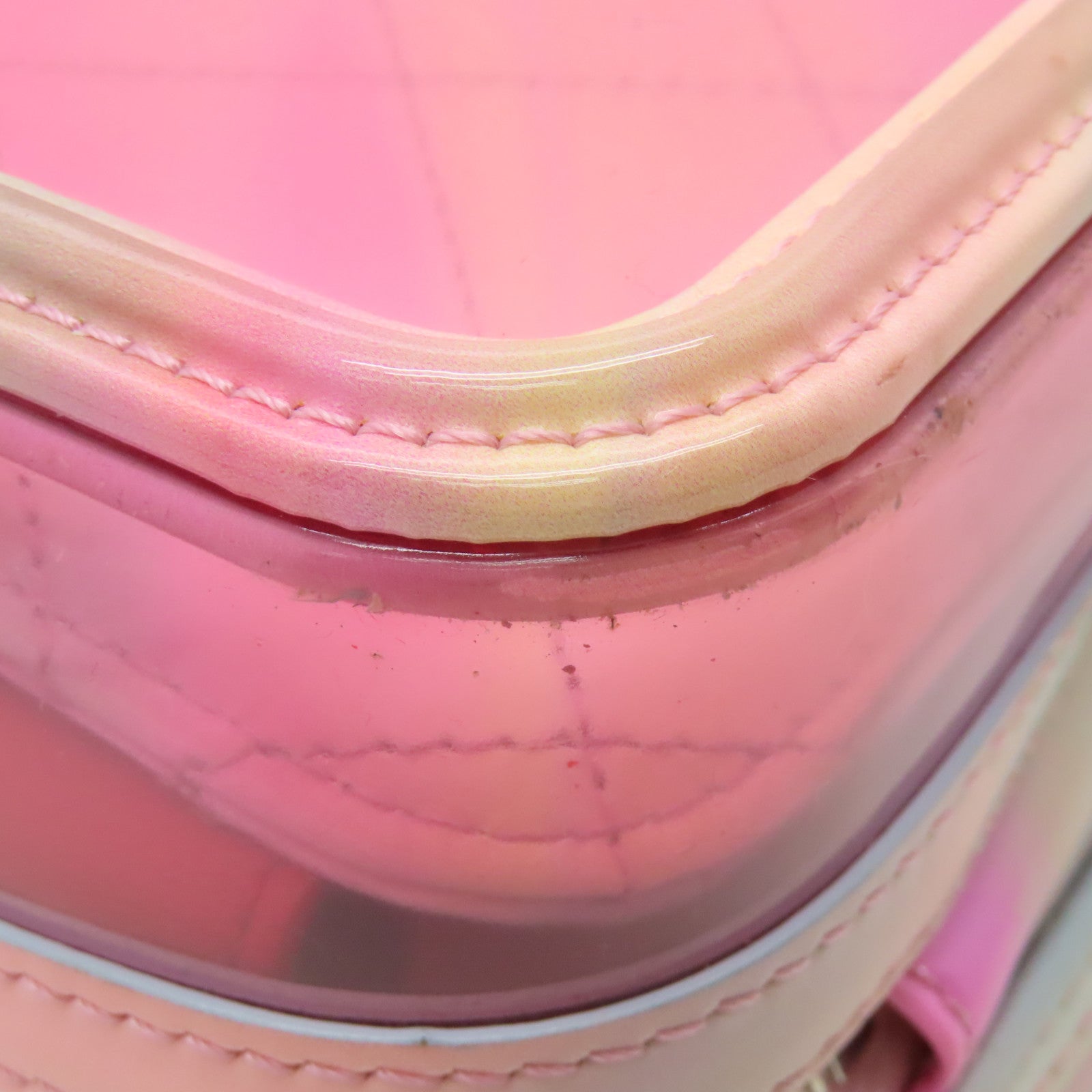 CHANEL PVC Vanity Case銀扣鏈帶手挽肩背兩用袋粉紅色