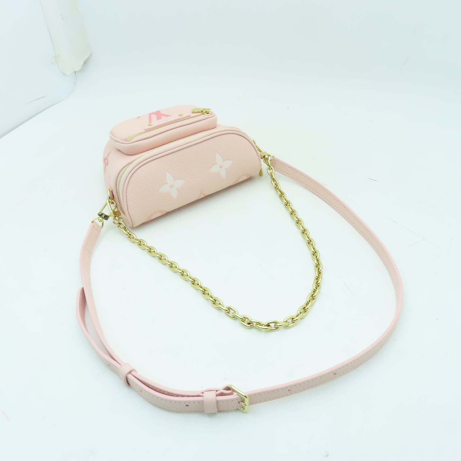 LOUIS VUITTON Monogram Empreinte Mini Bumbag金扣腰包粉紅色