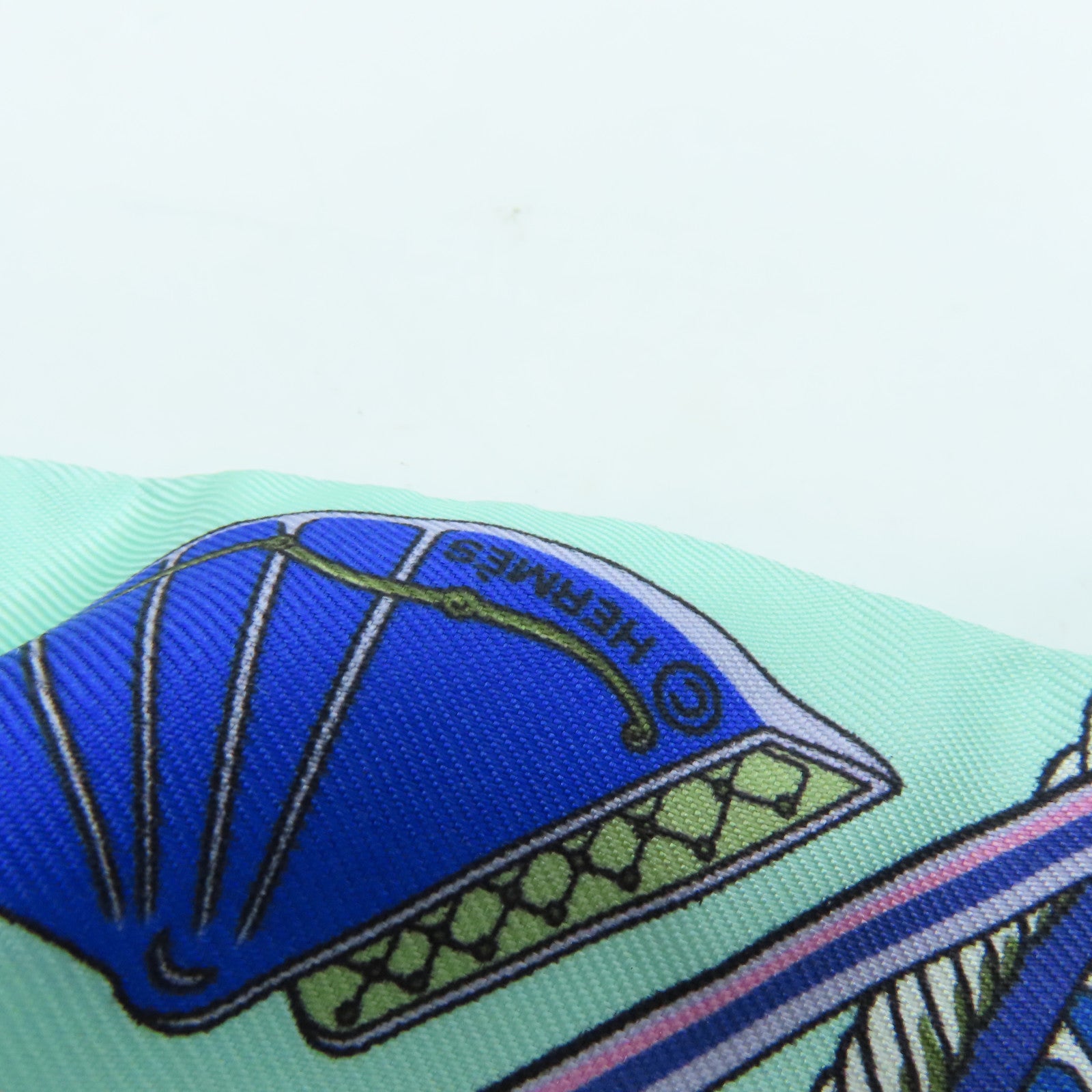 HERMES 絲質Twilly絲巾綠色藍色