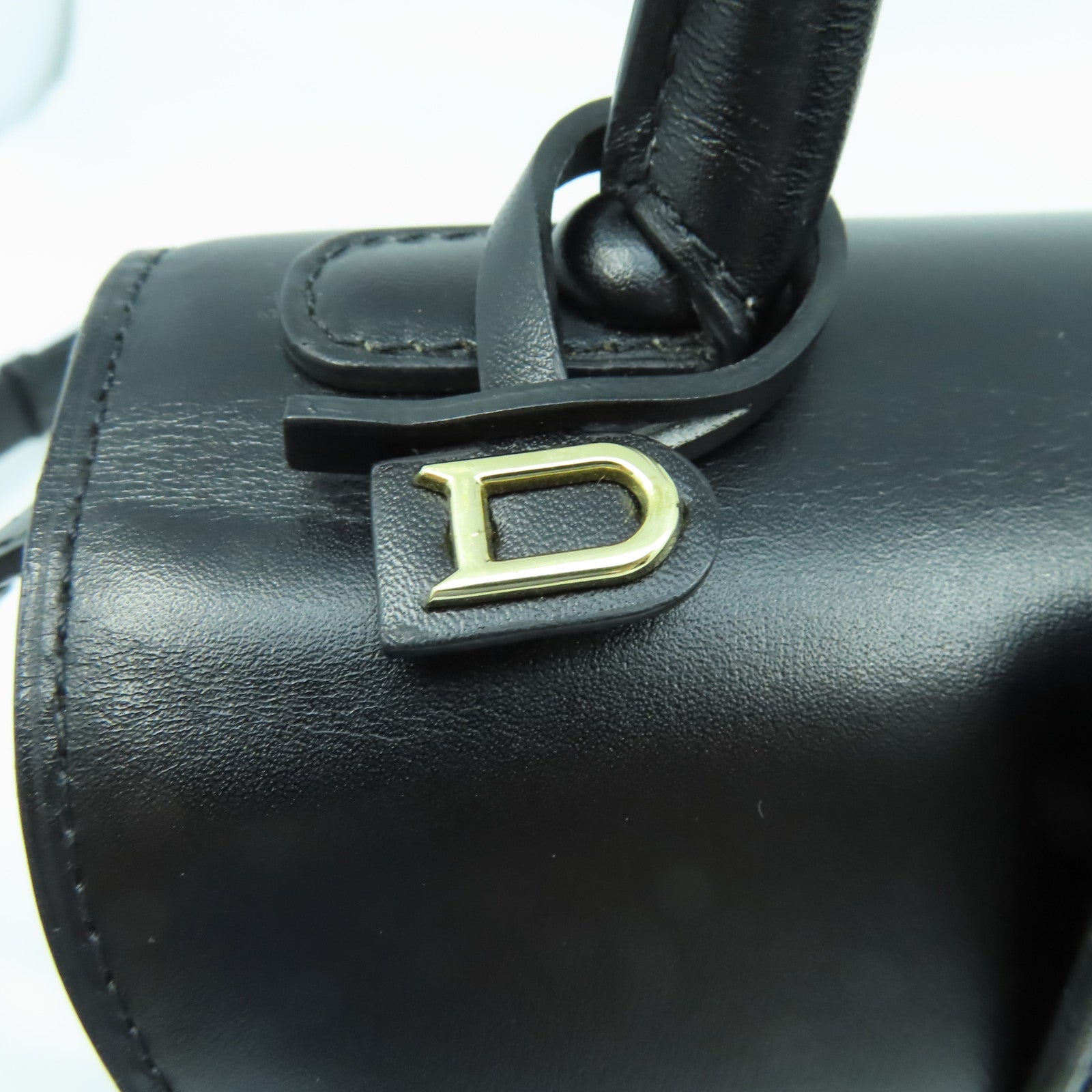 SELECTION 牛皮皮革Delvaux Mini Brillant銀扣手挽肩背兩用袋黑色