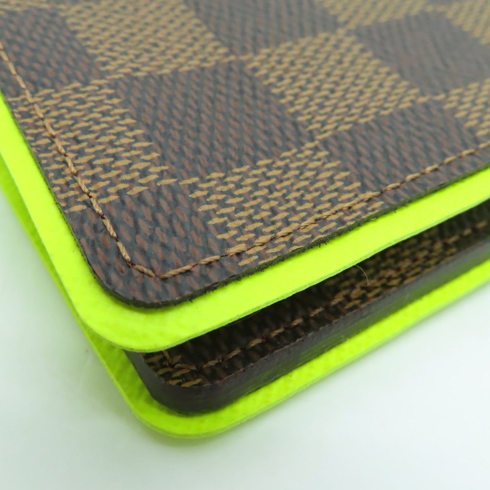 LOUIS VUITTON Damier Portefeuille Brazza Bifold银扣长钱包黄色/啡色
