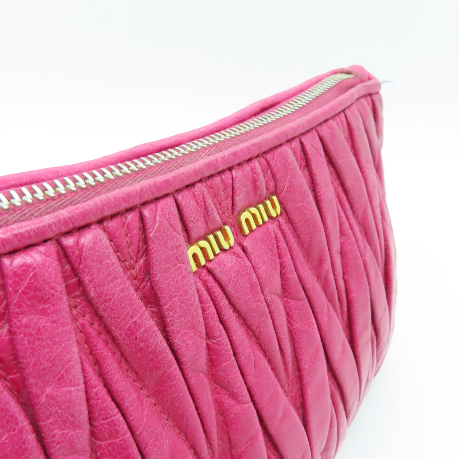 Miu Miu 牛皮皮革Shoulder Bag金扣肩背袋粉紅色