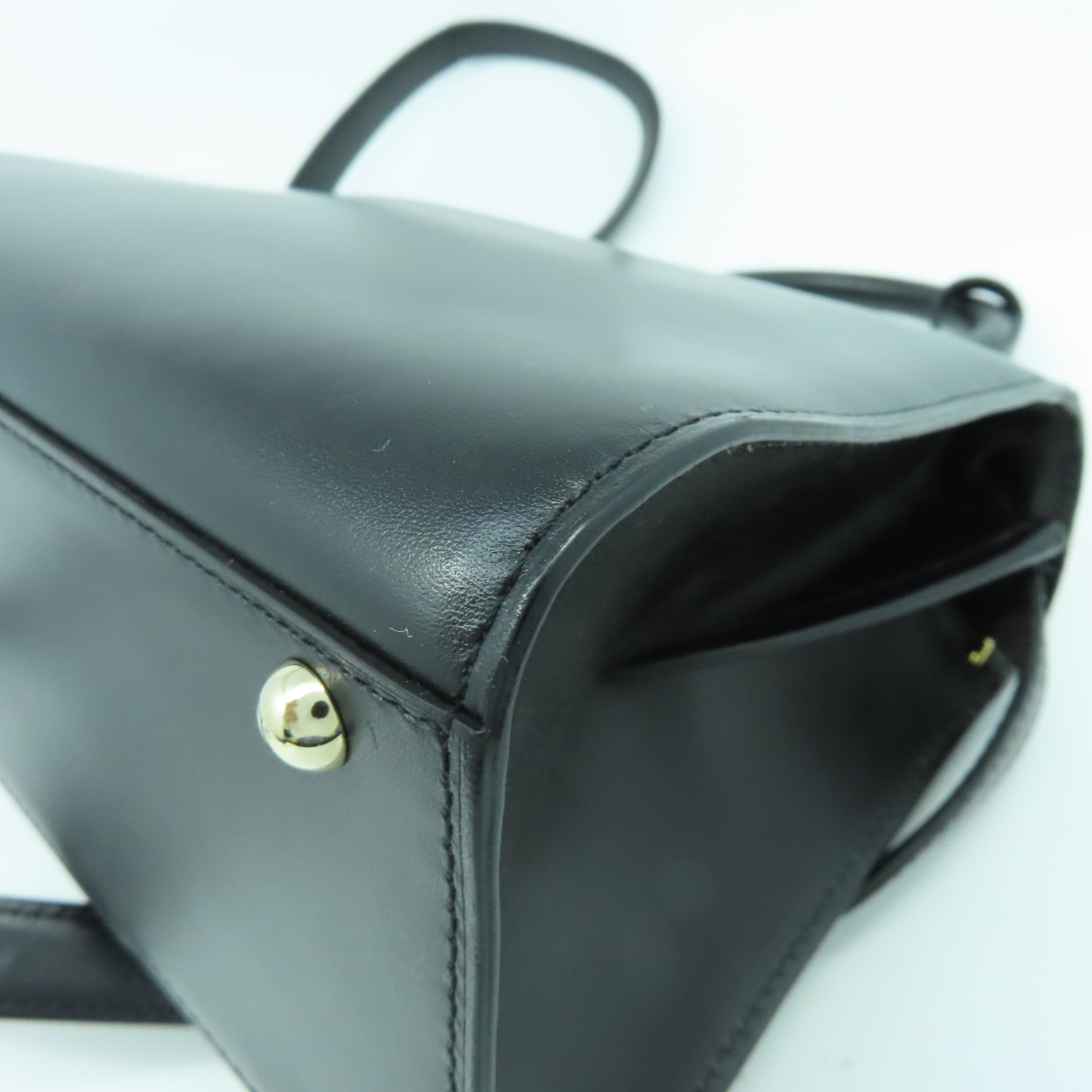 SELECTION 牛皮皮革Delvaux Mini Brillant銀扣手挽肩背兩用袋黑色