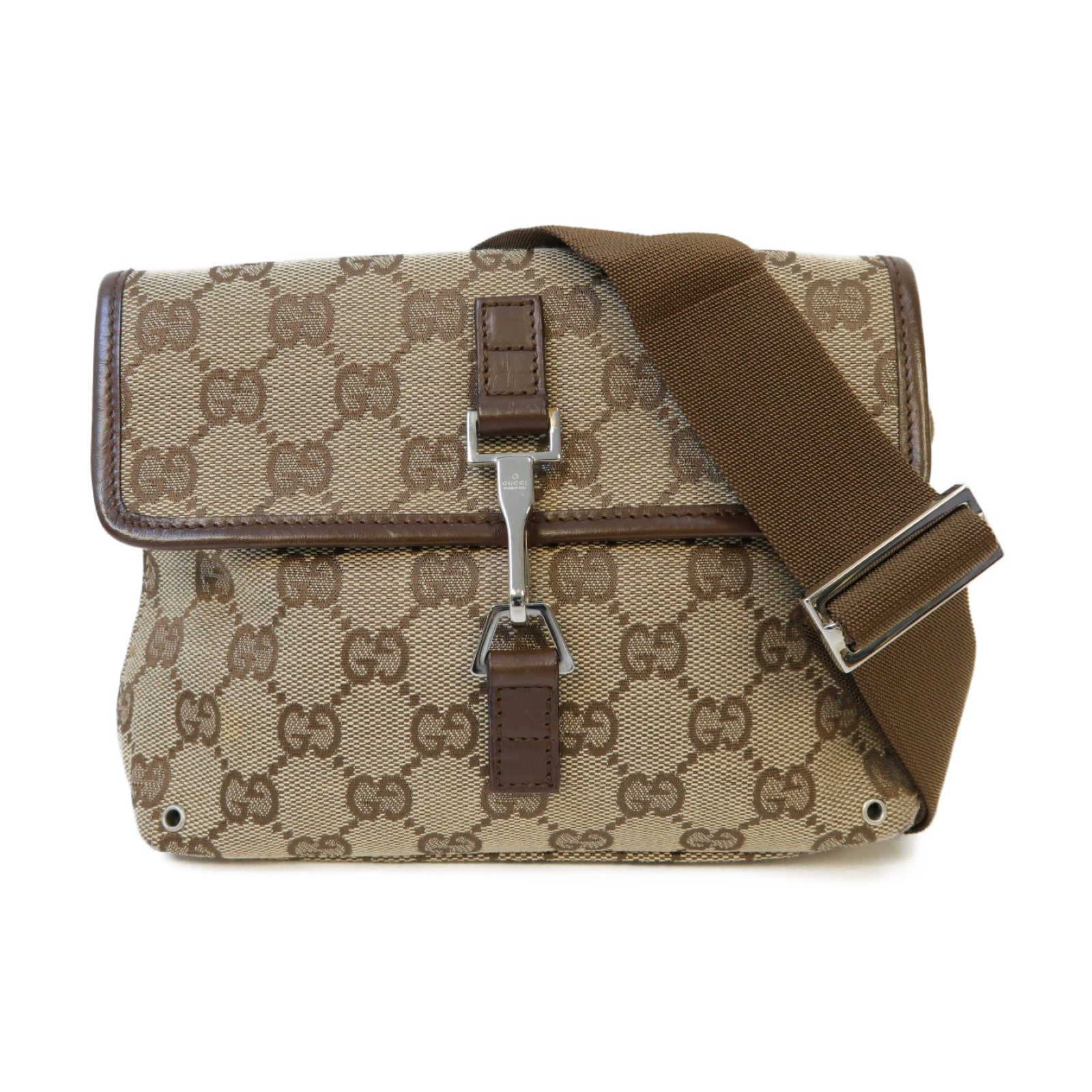 GUCCI 帆布Waist Bag銀扣腰包啡色