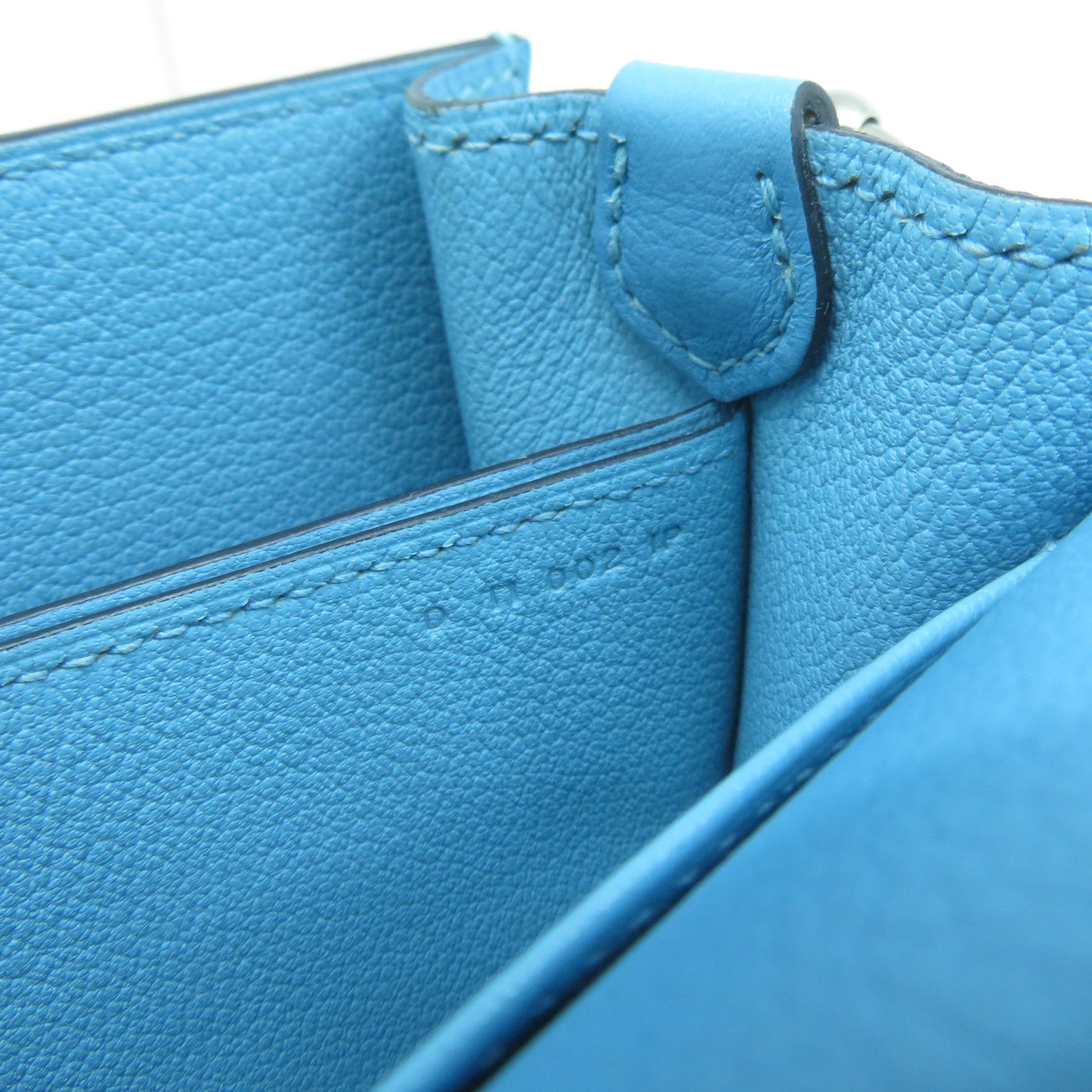 HERMES Evercolor皮革Mini Roulis銀扣肩背袋Bleu Du Nord北方藍色