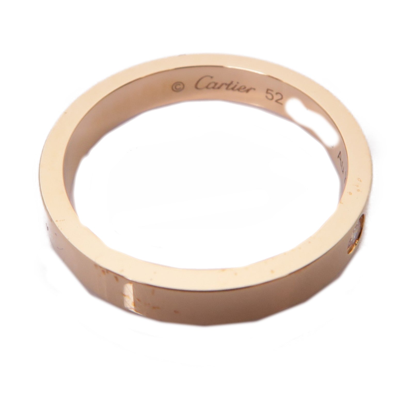 CARTIER 18K玫瑰金C De Ring鑽石戒指Cartier#52/US#6