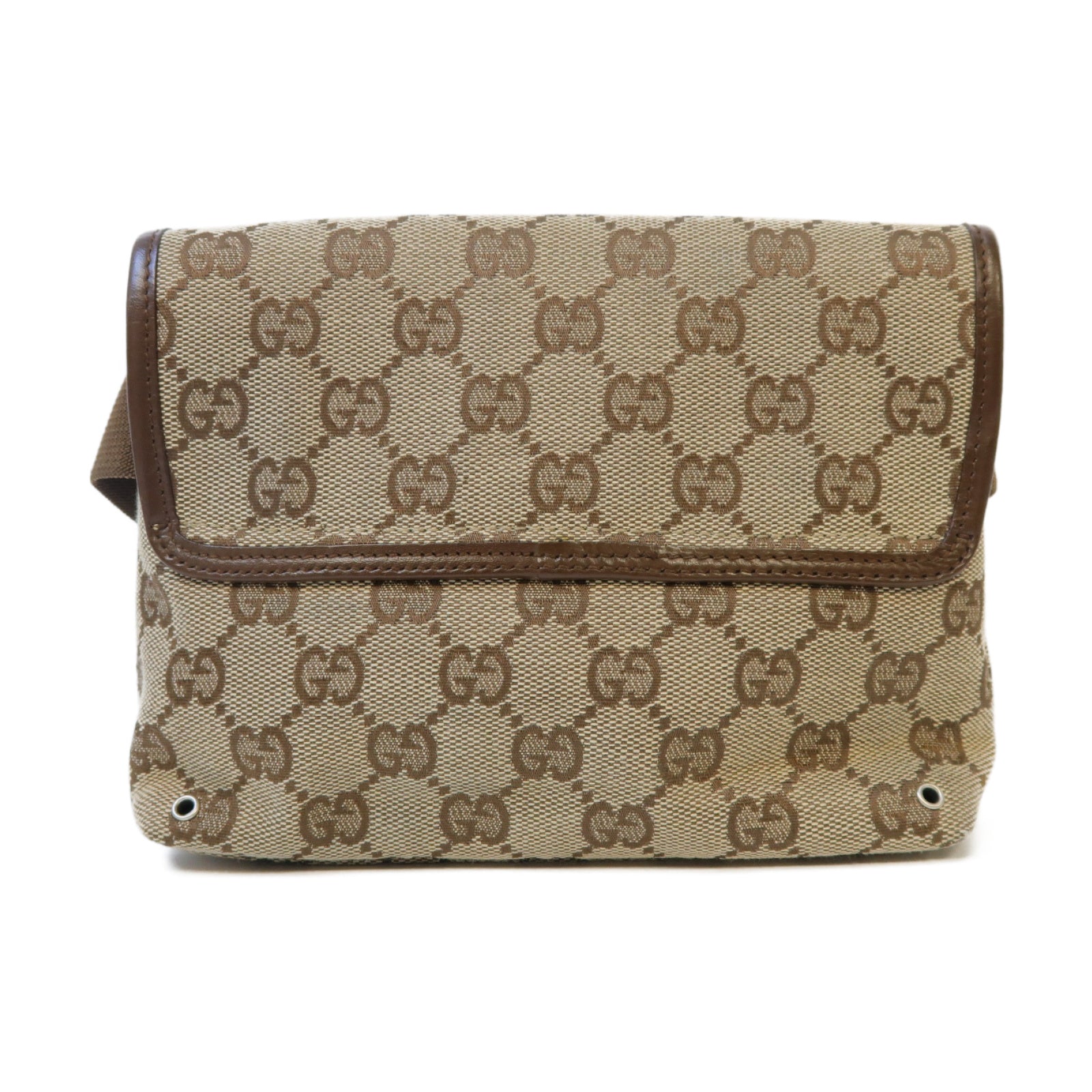 GUCCI 帆布Waist Bag銀扣腰包啡色