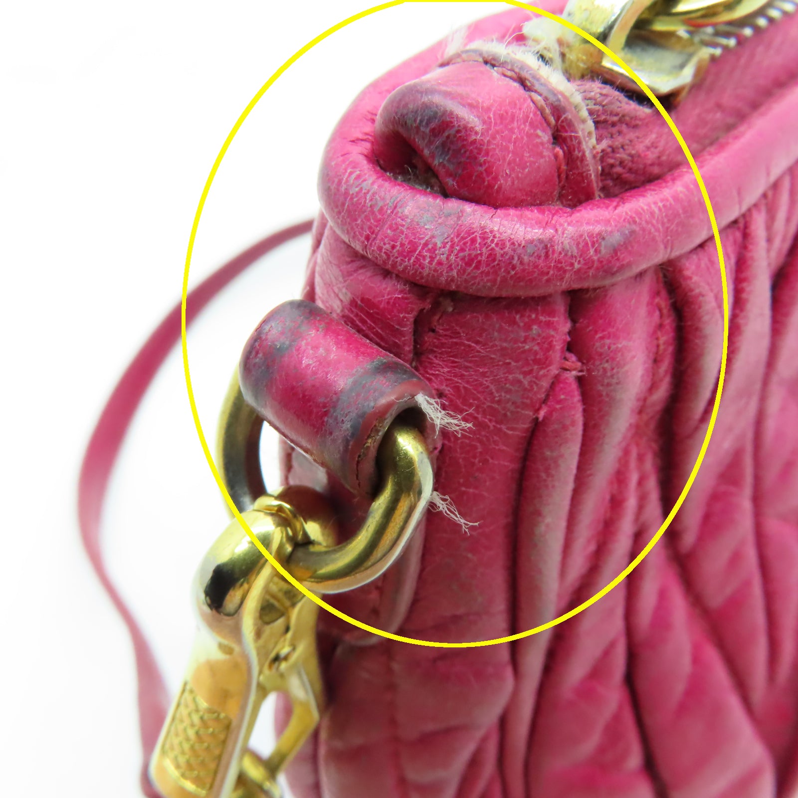 Miu Miu 牛皮皮革Shoulder Bag金扣肩背袋粉紅色