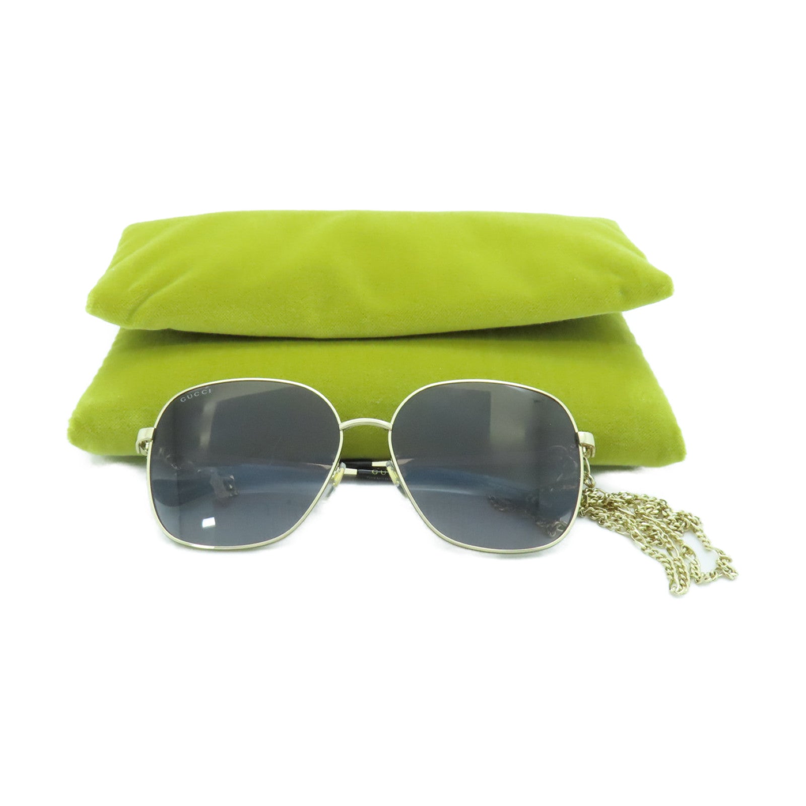 GUCCI PVC/Metal Sunglasses Gold Buckle Sunglasses Black