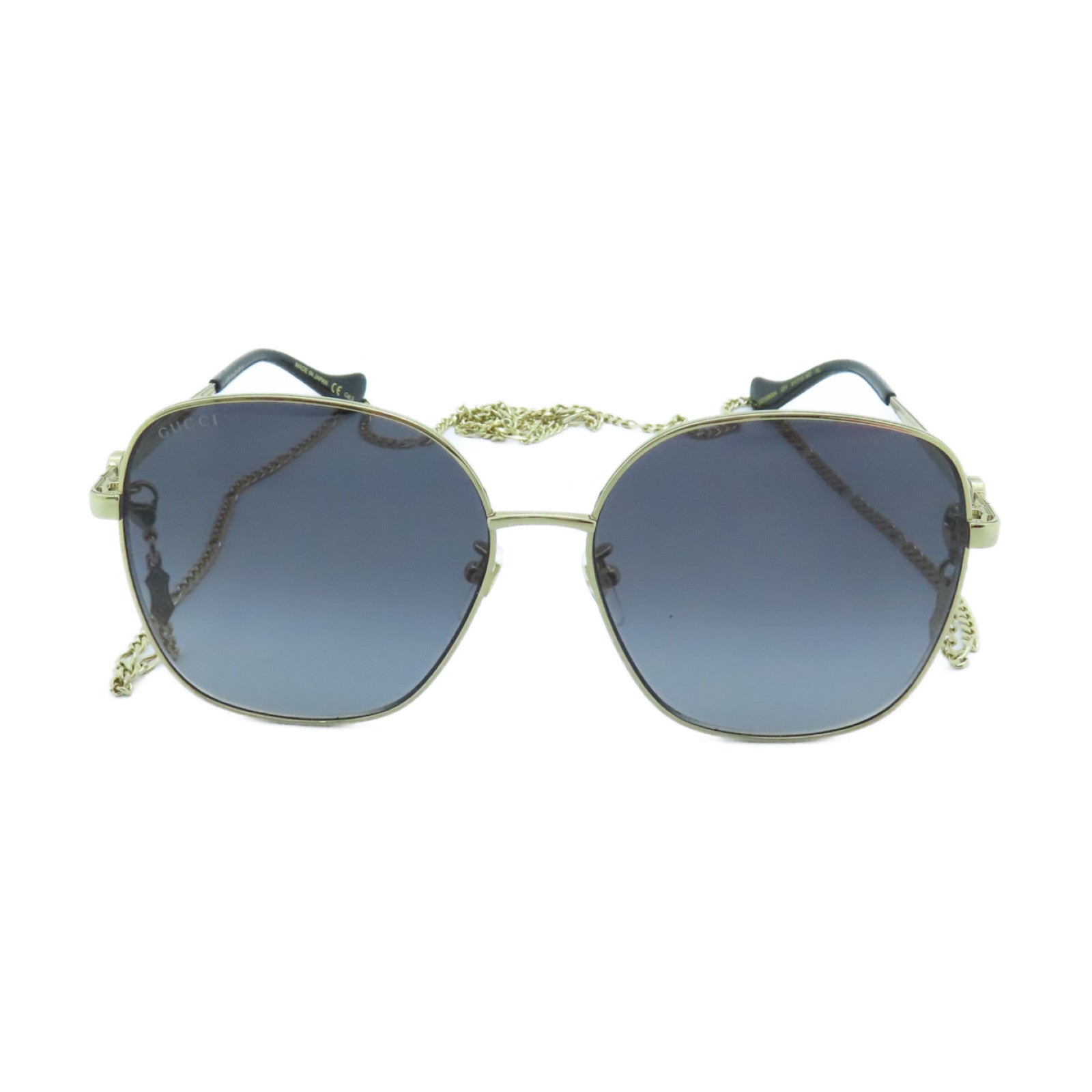 GUCCI PVC/Metal Sunglasses Gold Buckle Sunglasses Black