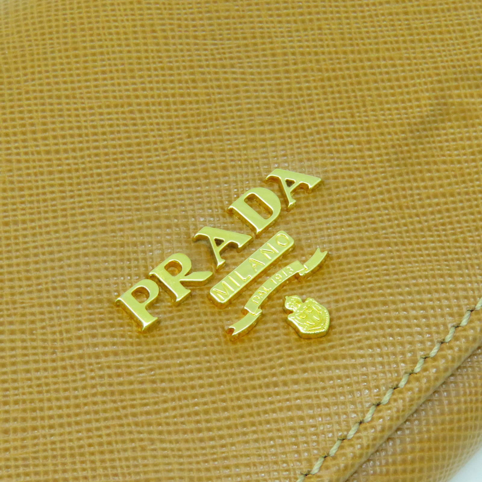 PRADA 【激減優惠】牛皮皮革Wallet金扣長錢包棕色