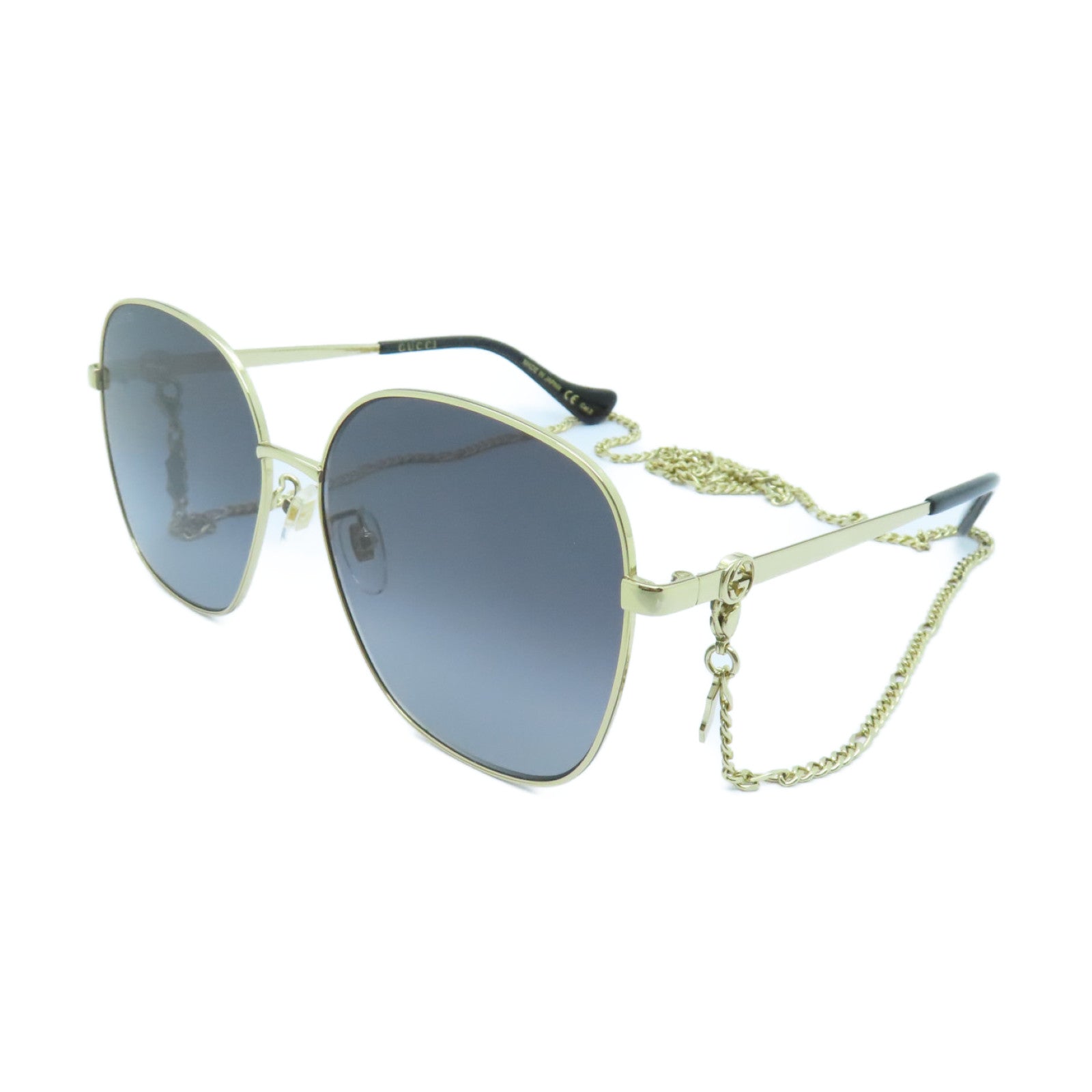 GUCCI PVC/Metal Sunglasses Gold Buckle Sunglasses Black