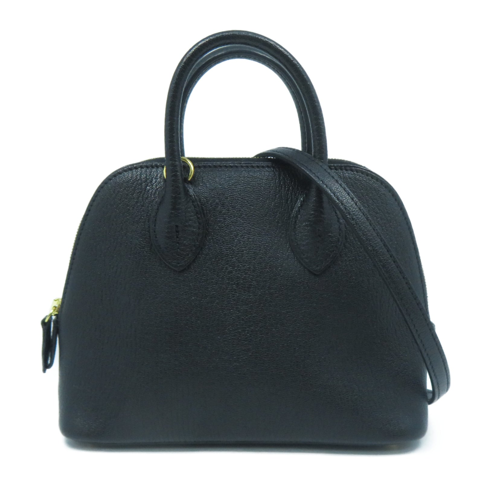 HERMES Chevre皮革Mini Bolide金扣手挽肩背兩用袋Noir黑色
